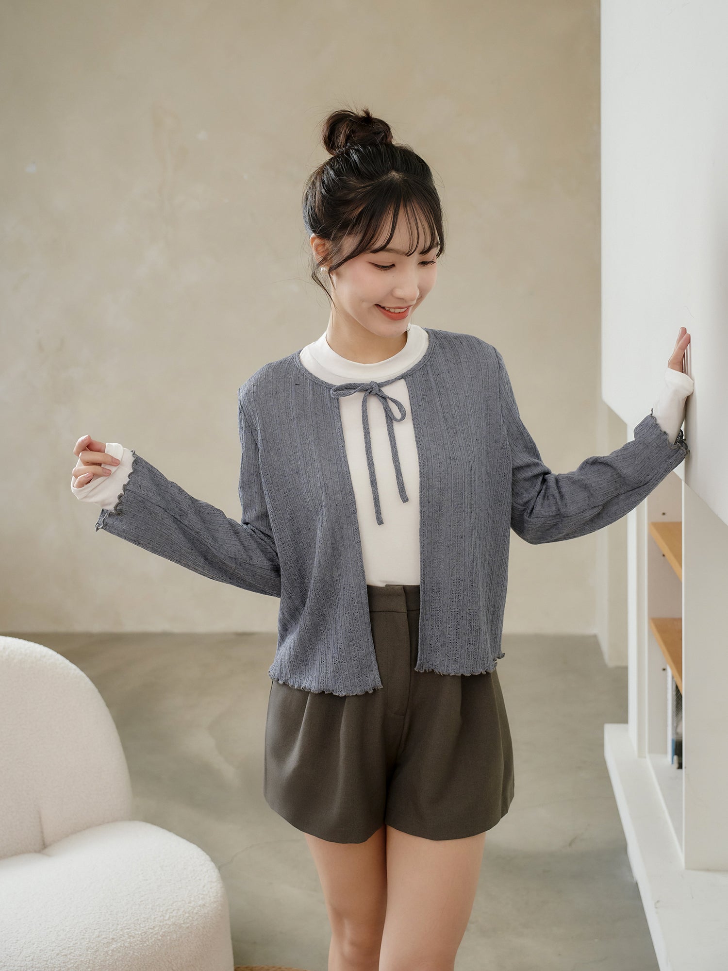 Crochet Tie Neck Cardigan