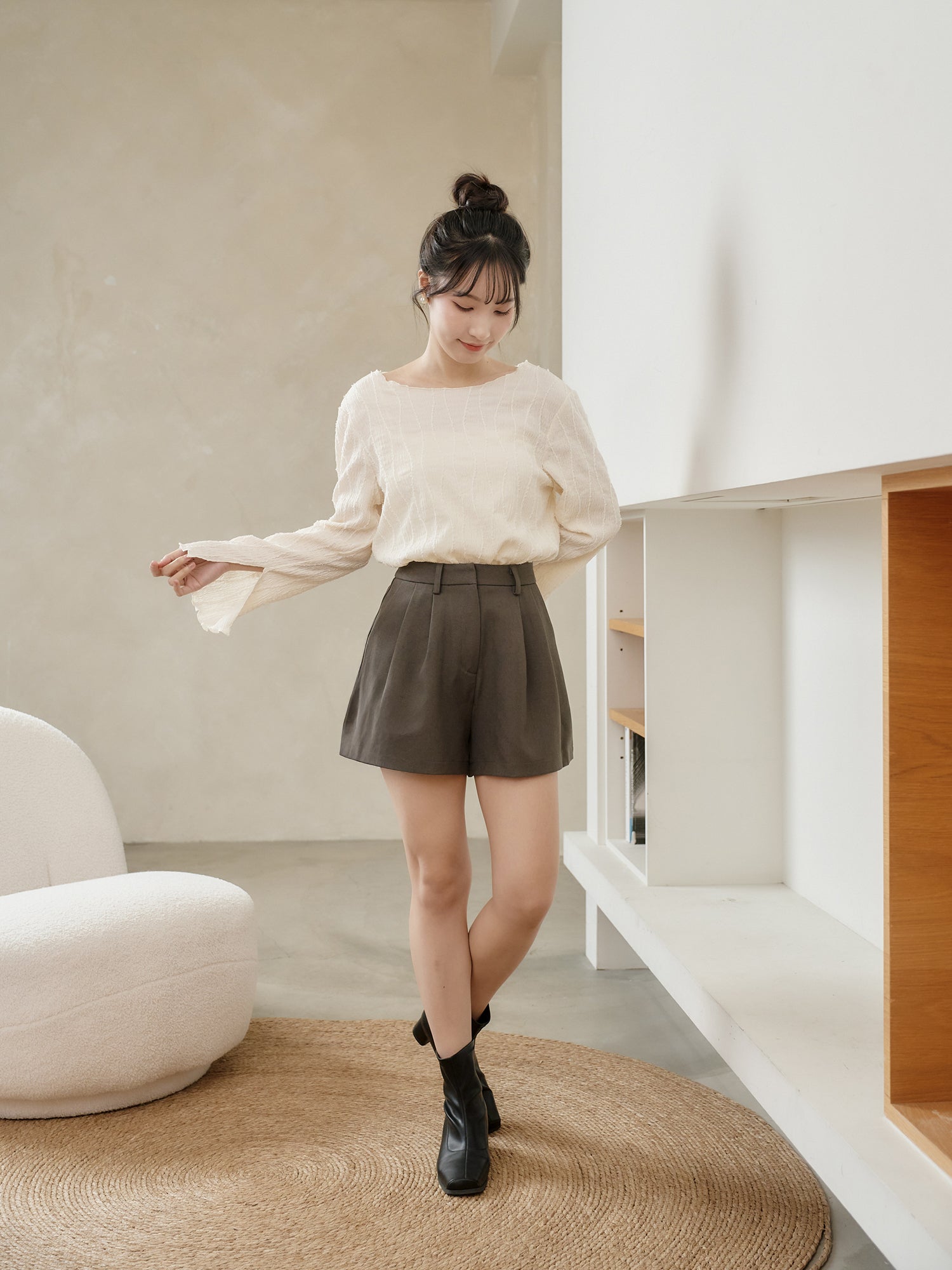 Textured Long Sleeve Top