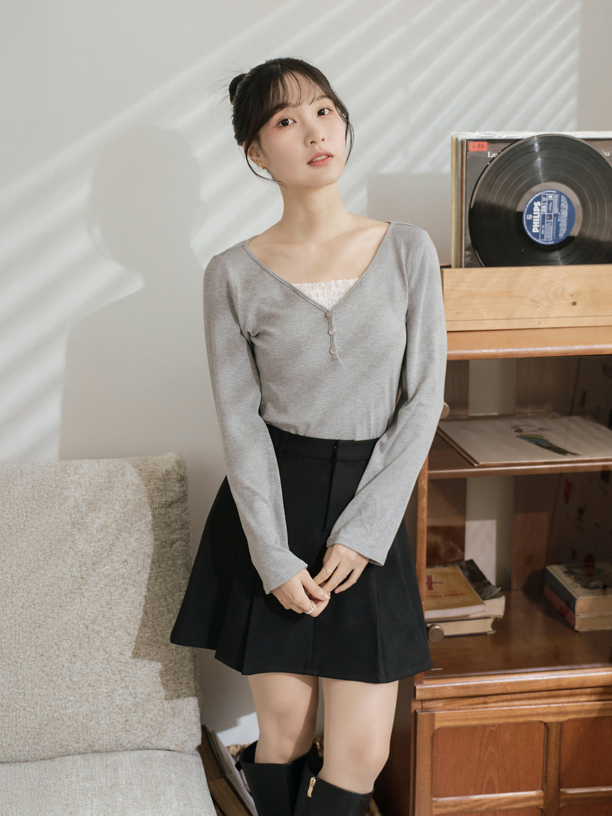 Layered Lace Buttoned Top