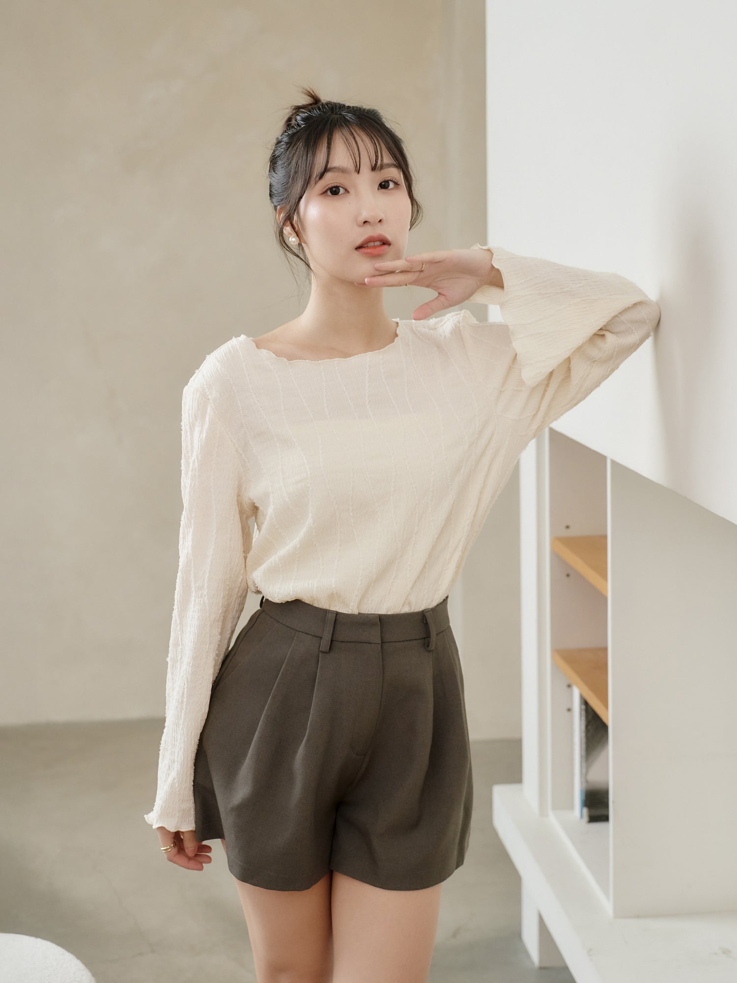 Textured Long Sleeve Top