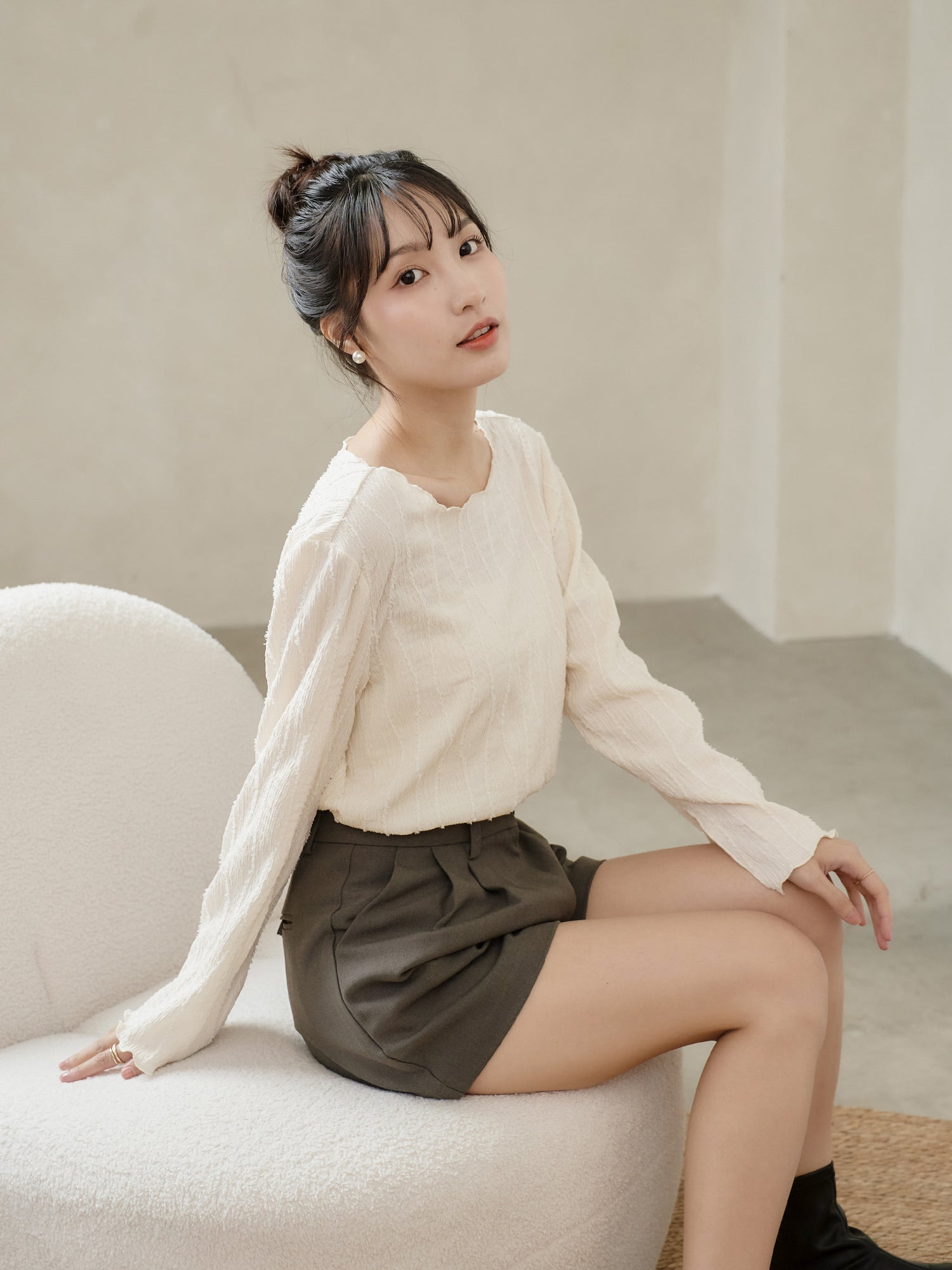 Textured Long Sleeve Top