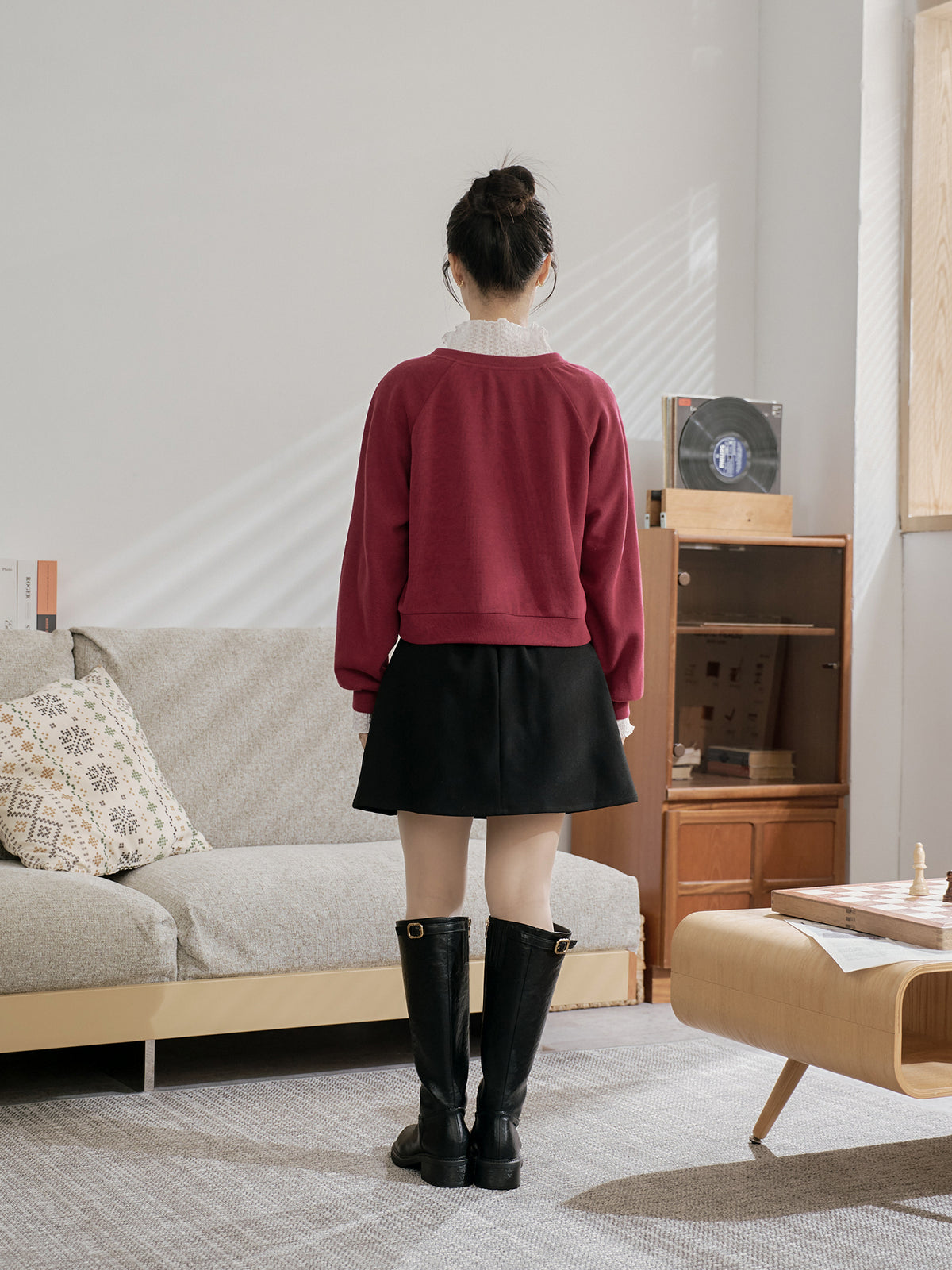 Cropped Henley Sweatshirt