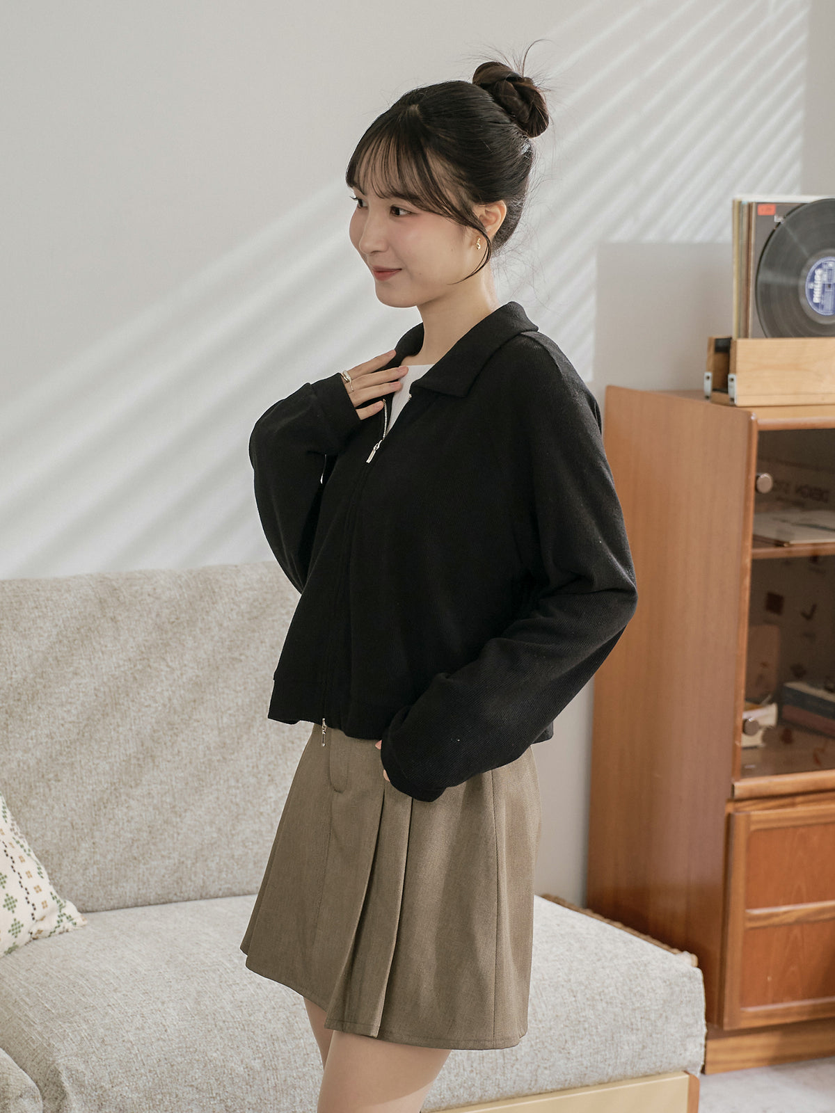 Soft Touch Cashmere Zip-Up Top