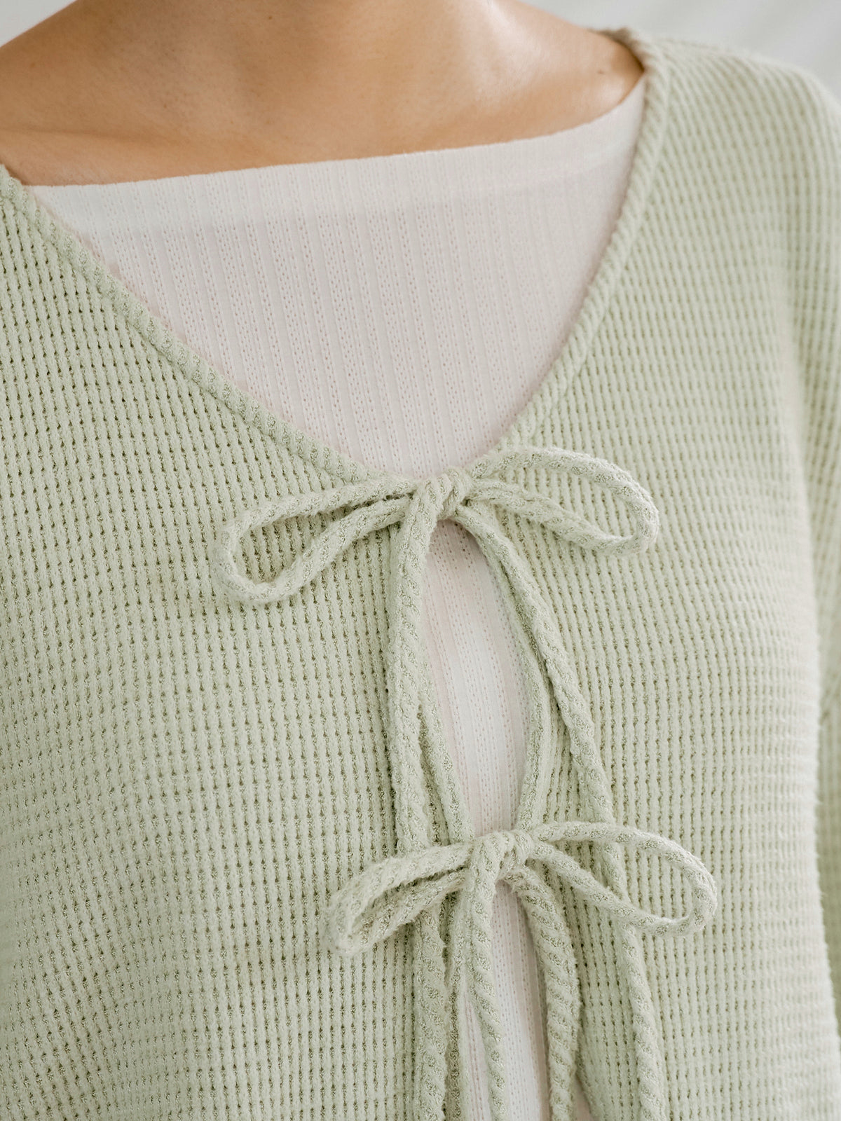 Waffle Tie Detail Cardigan