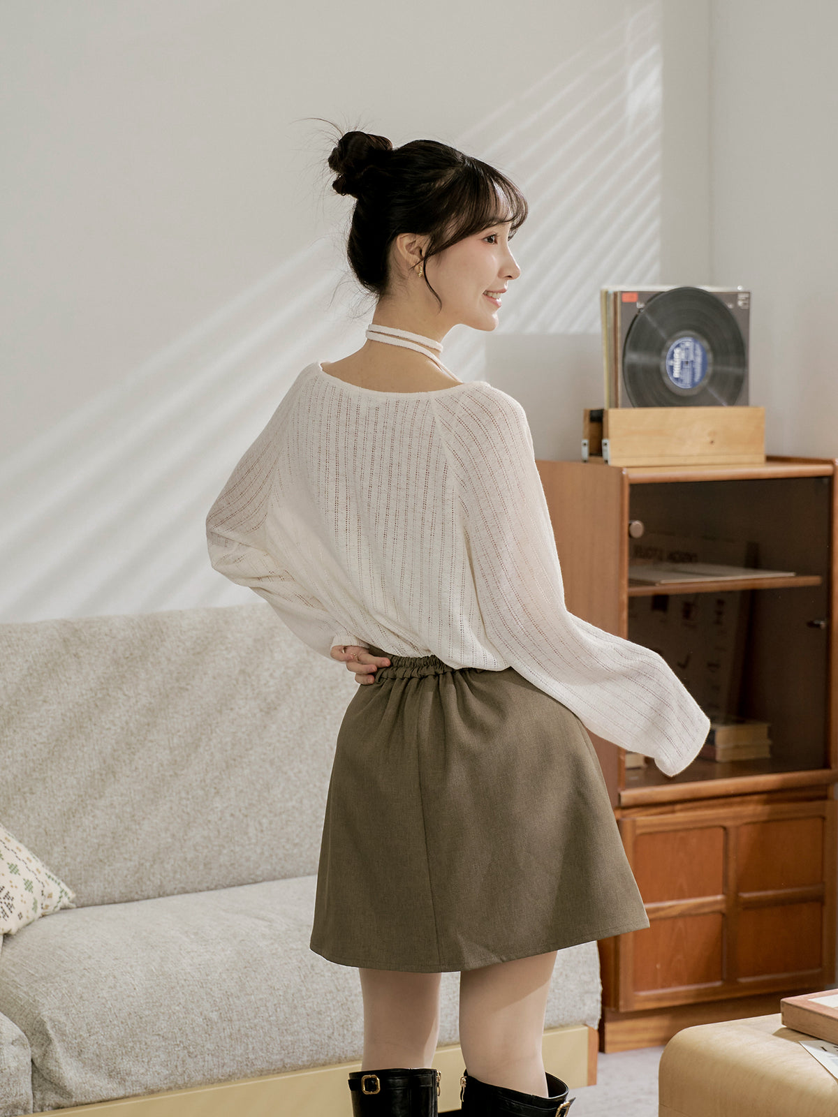 Airy Relaxed Tie-Detail Crochet Top