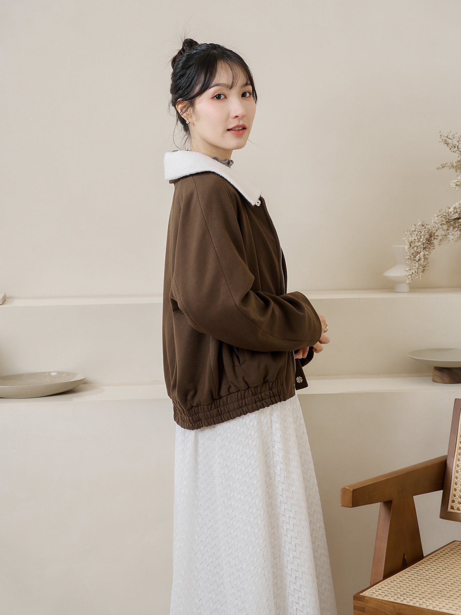 Premium Bomber Coat (Detachable Fluffy Collar)