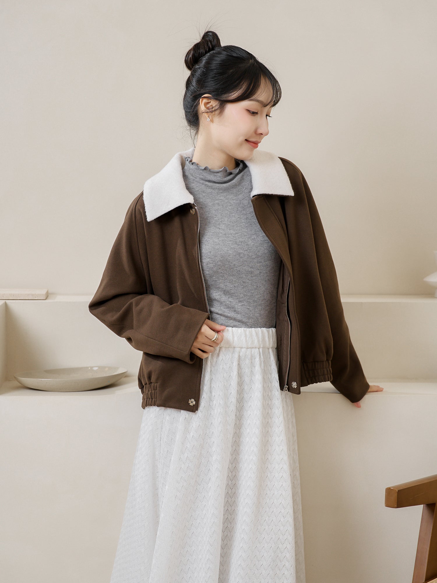 Premium Bomber Coat (Detachable Fluffy Collar)