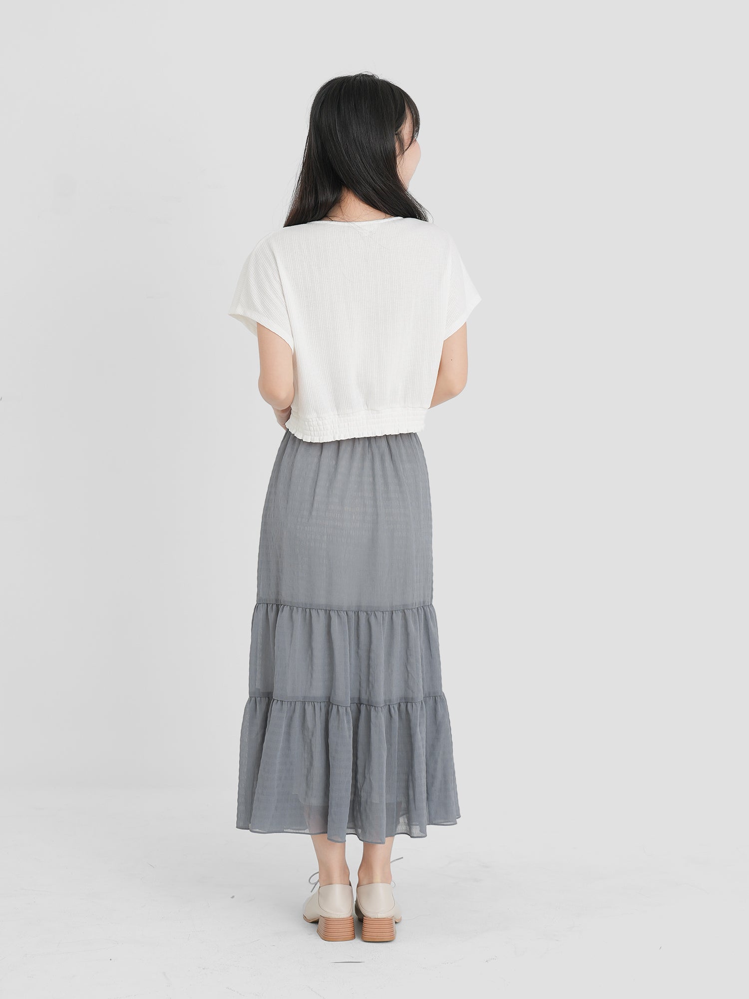 Buttoned Shirring Top