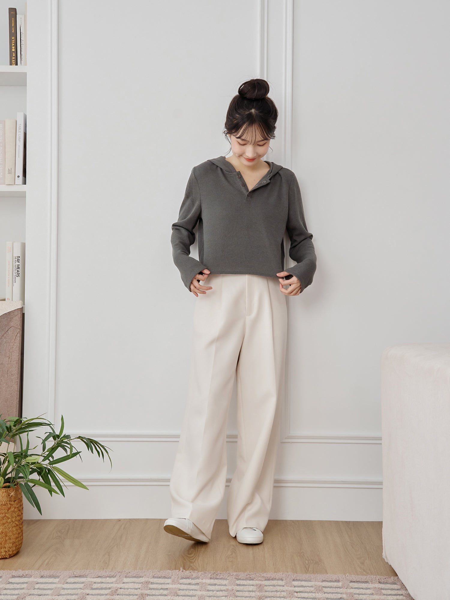 Henley Hooded Knit Top