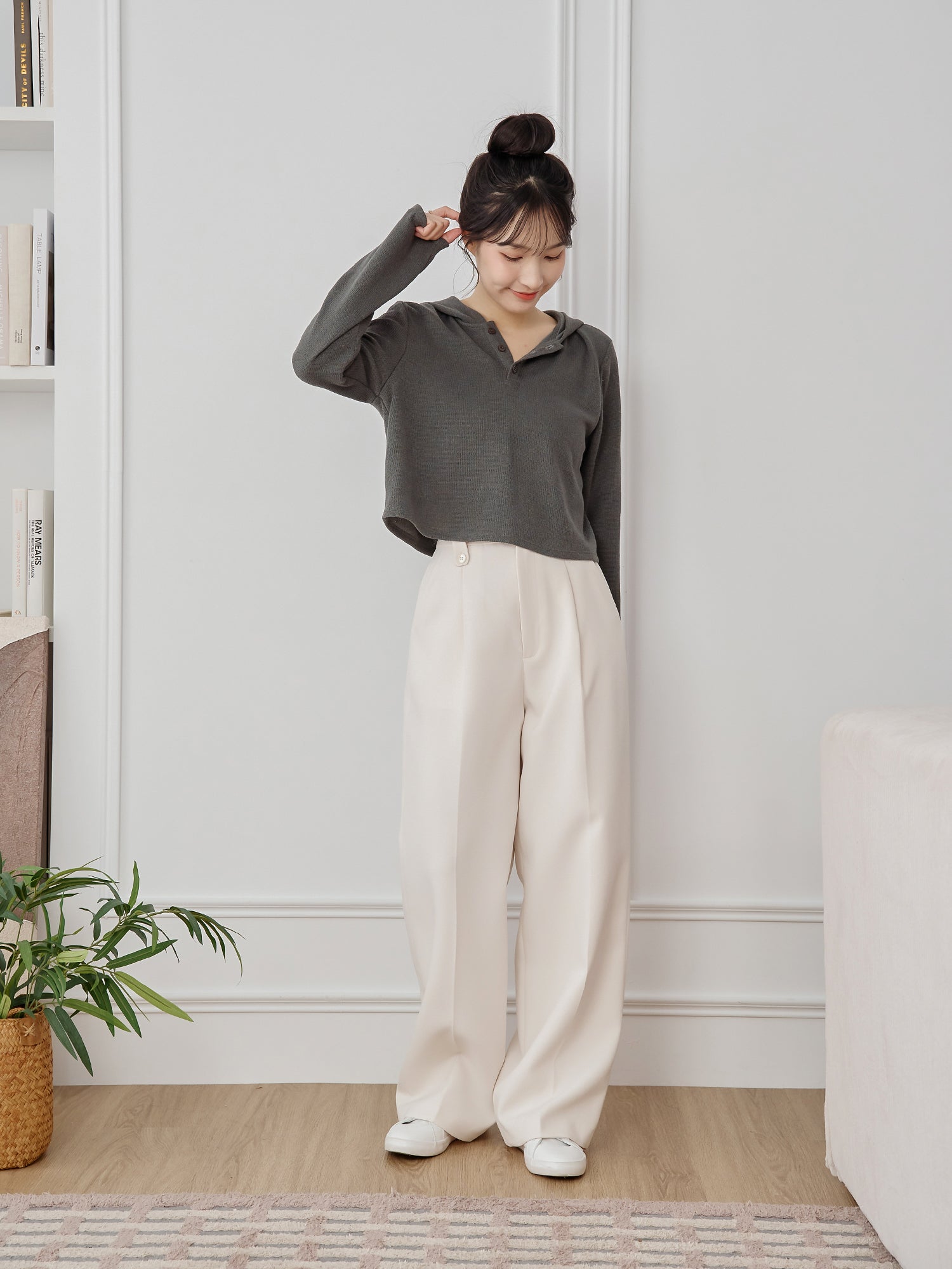 Henley Hooded Knit Top