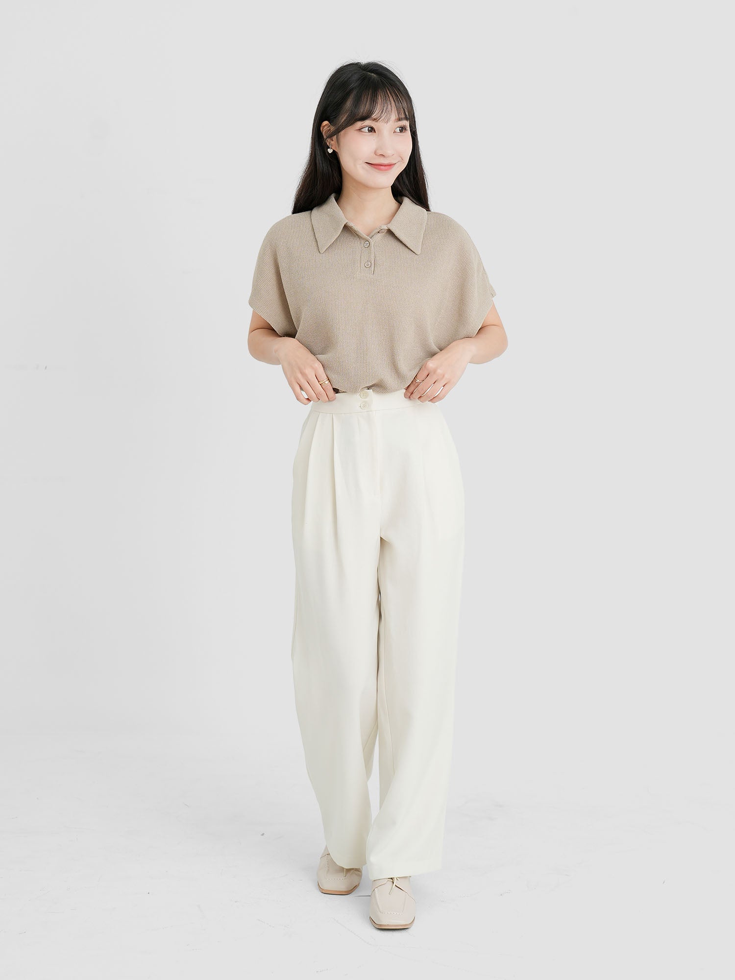 Dual Buttoned Pleat Pants (4 Colours)