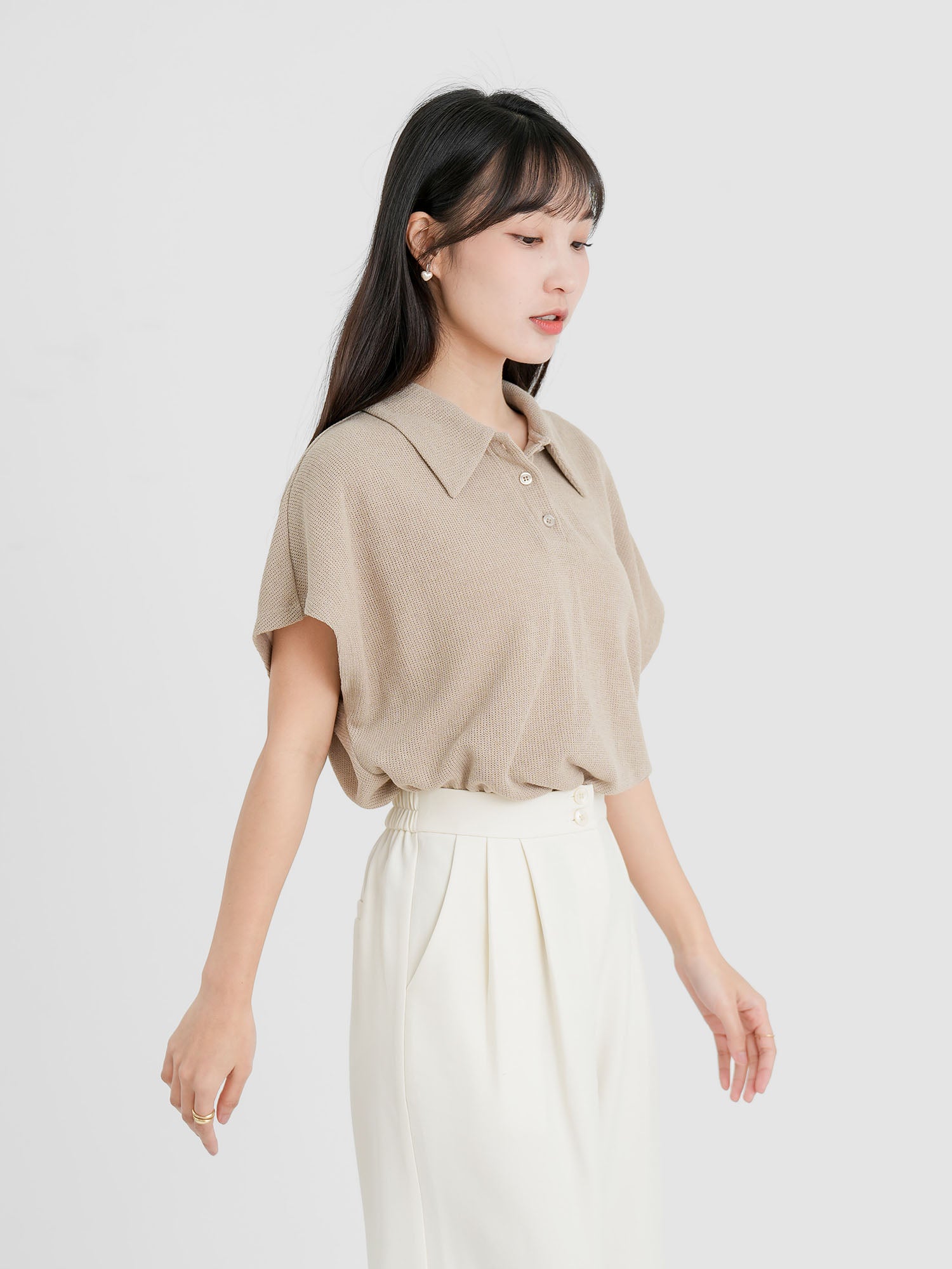 Flair Collared Knit Top