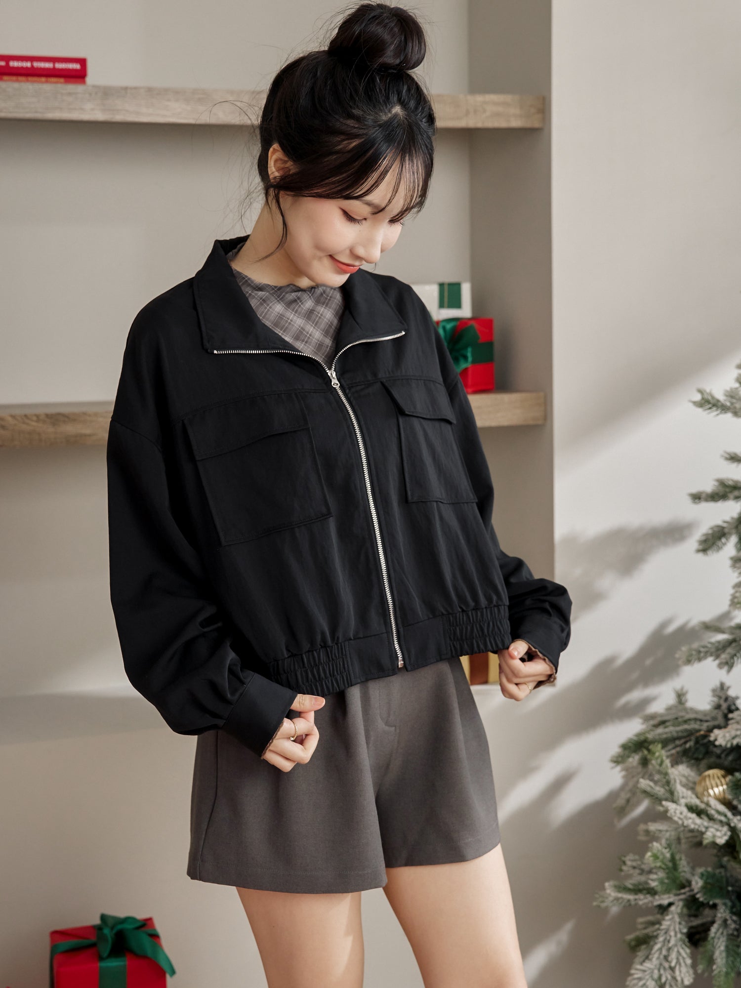 拉鍊短身外套