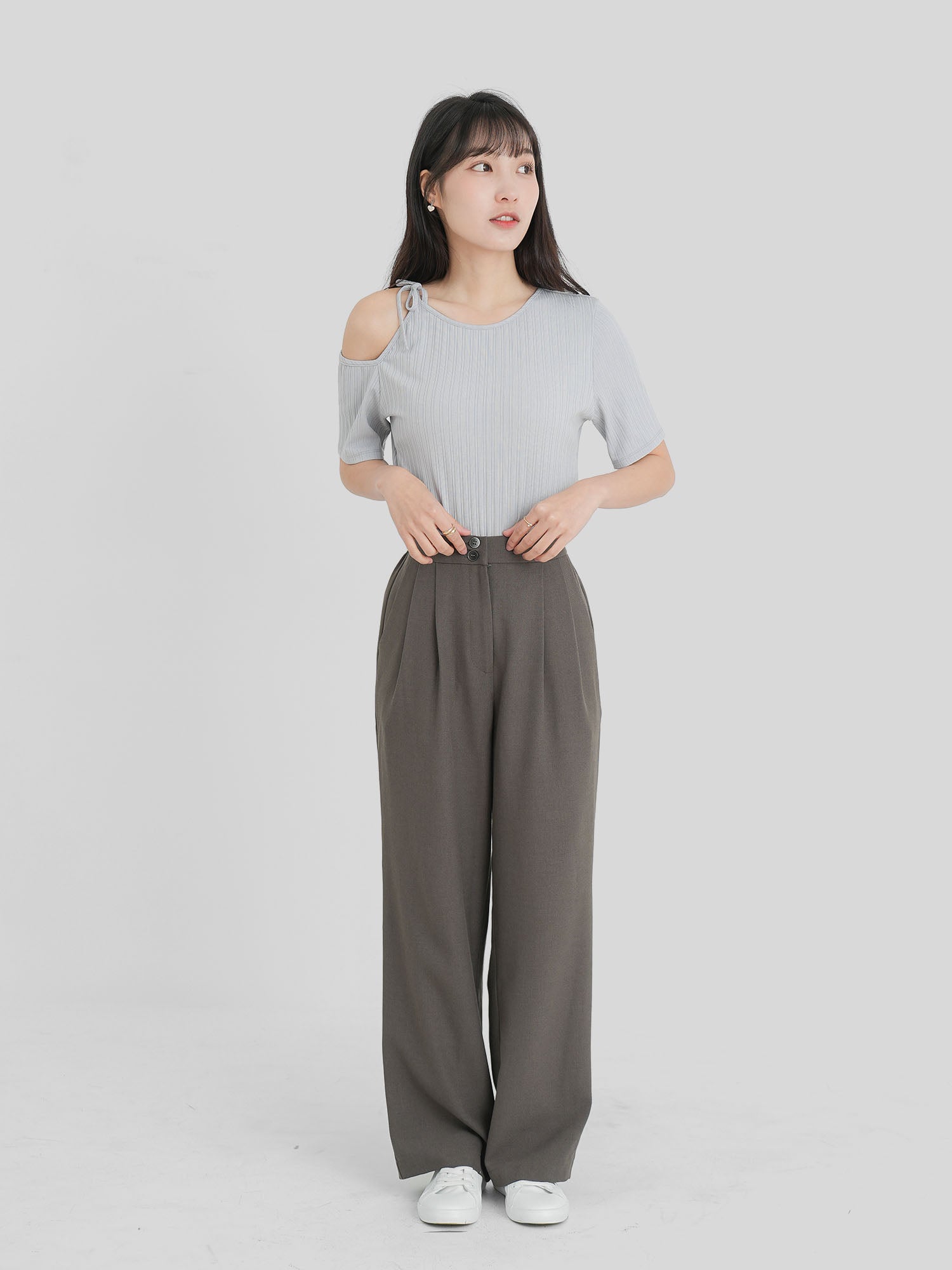Cold Shoulder Tie Neck Top (3 Colours)