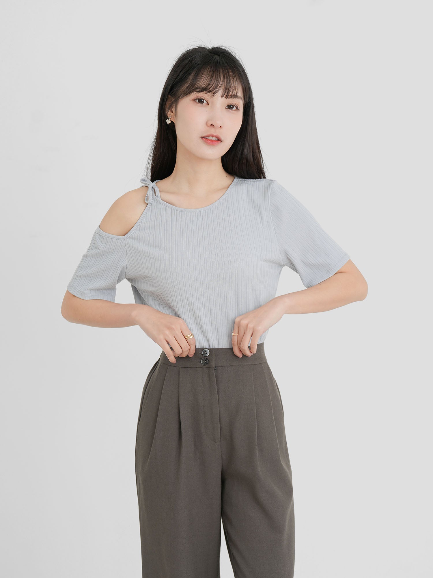 Cold Shoulder Tie Neck Top (3 Colours)