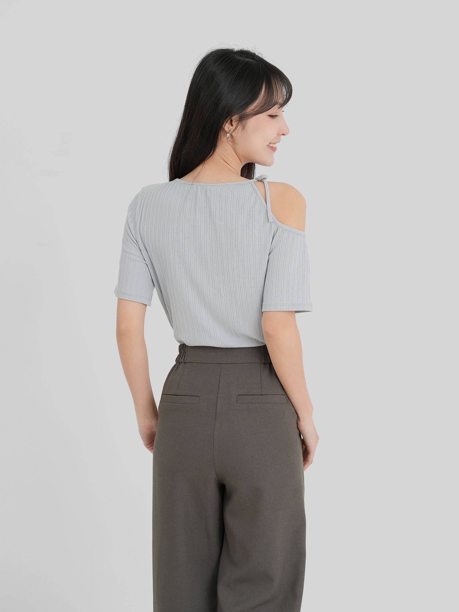 Cold Shoulder Tie Neck Top (3 Colours)