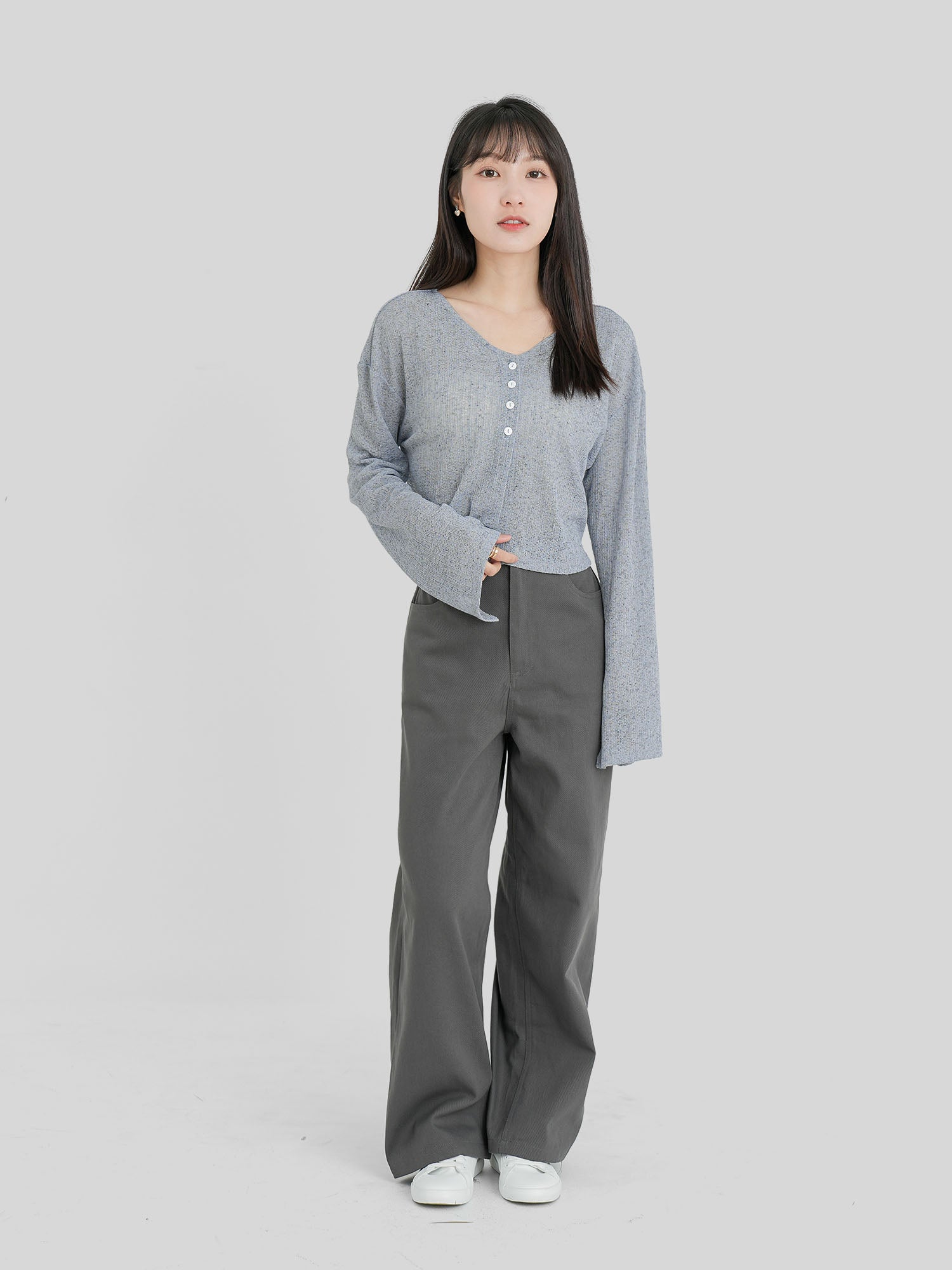 Semi Sheer Buttoned Top (3 Colours)