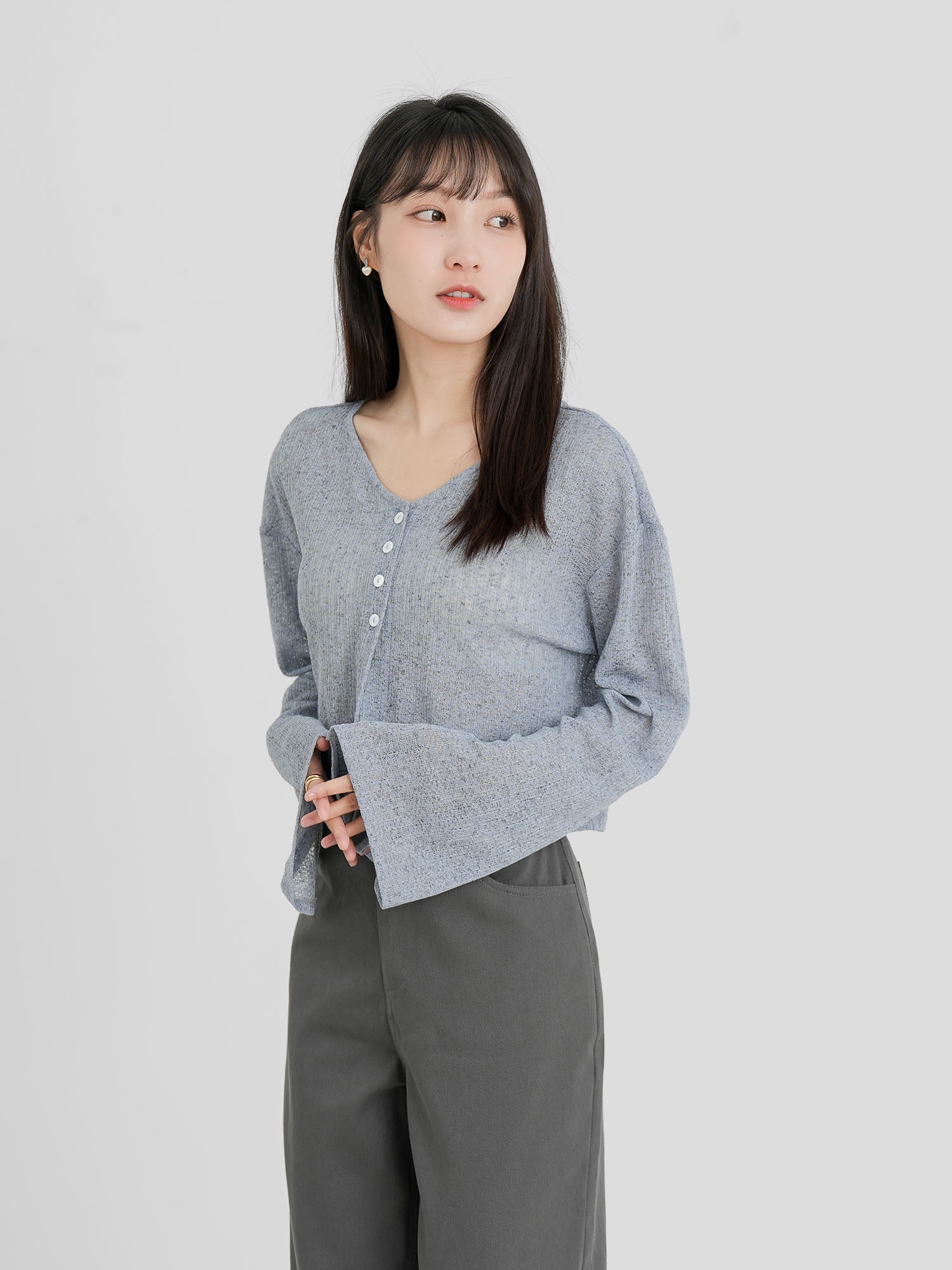 Semi Sheer Buttoned Top (3 Colours)