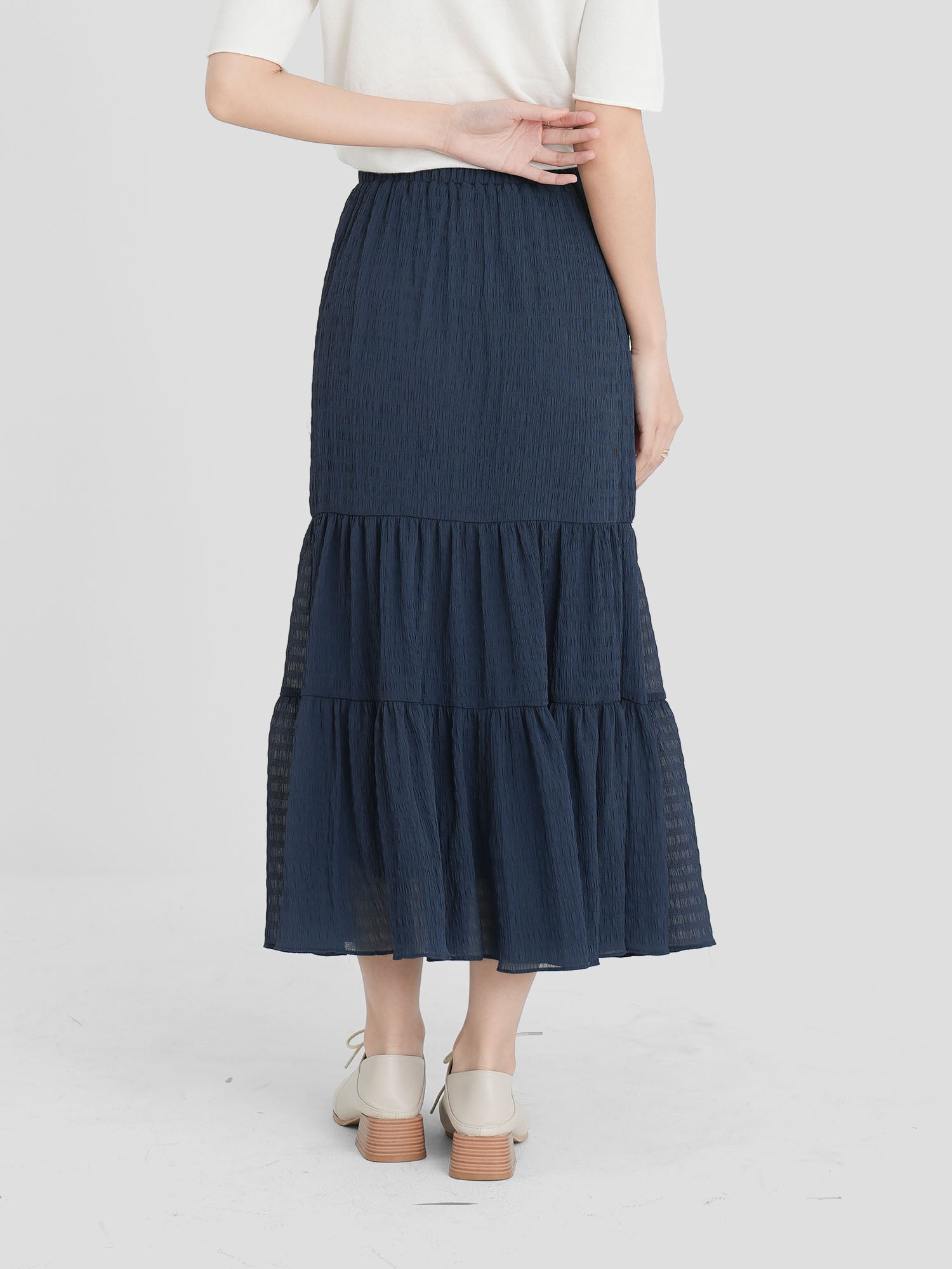 Shirring Textured Tiered Skirt (3 Colours)