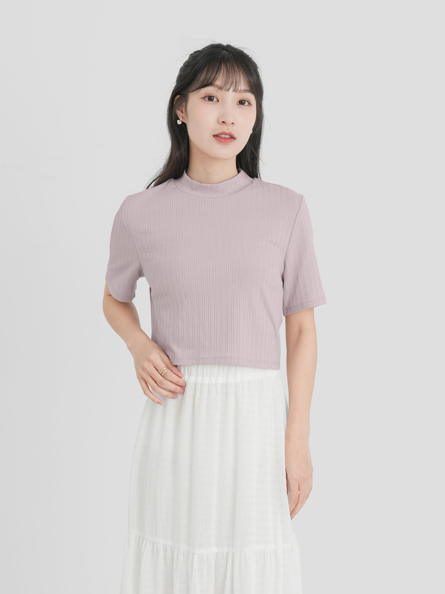 High Neck Short Sleeve Top