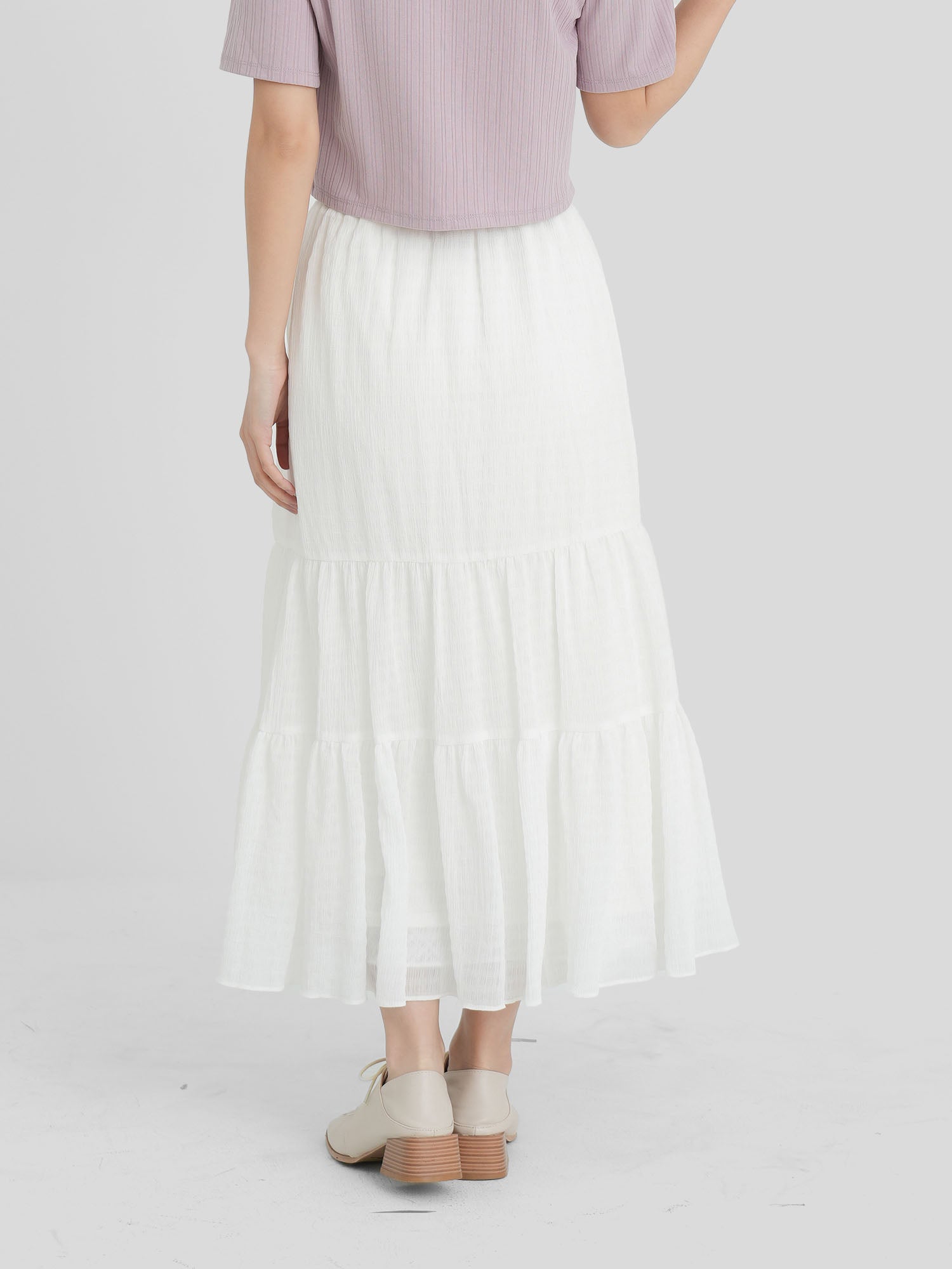 Shirring Textured Tiered Skirt (3 Colours)