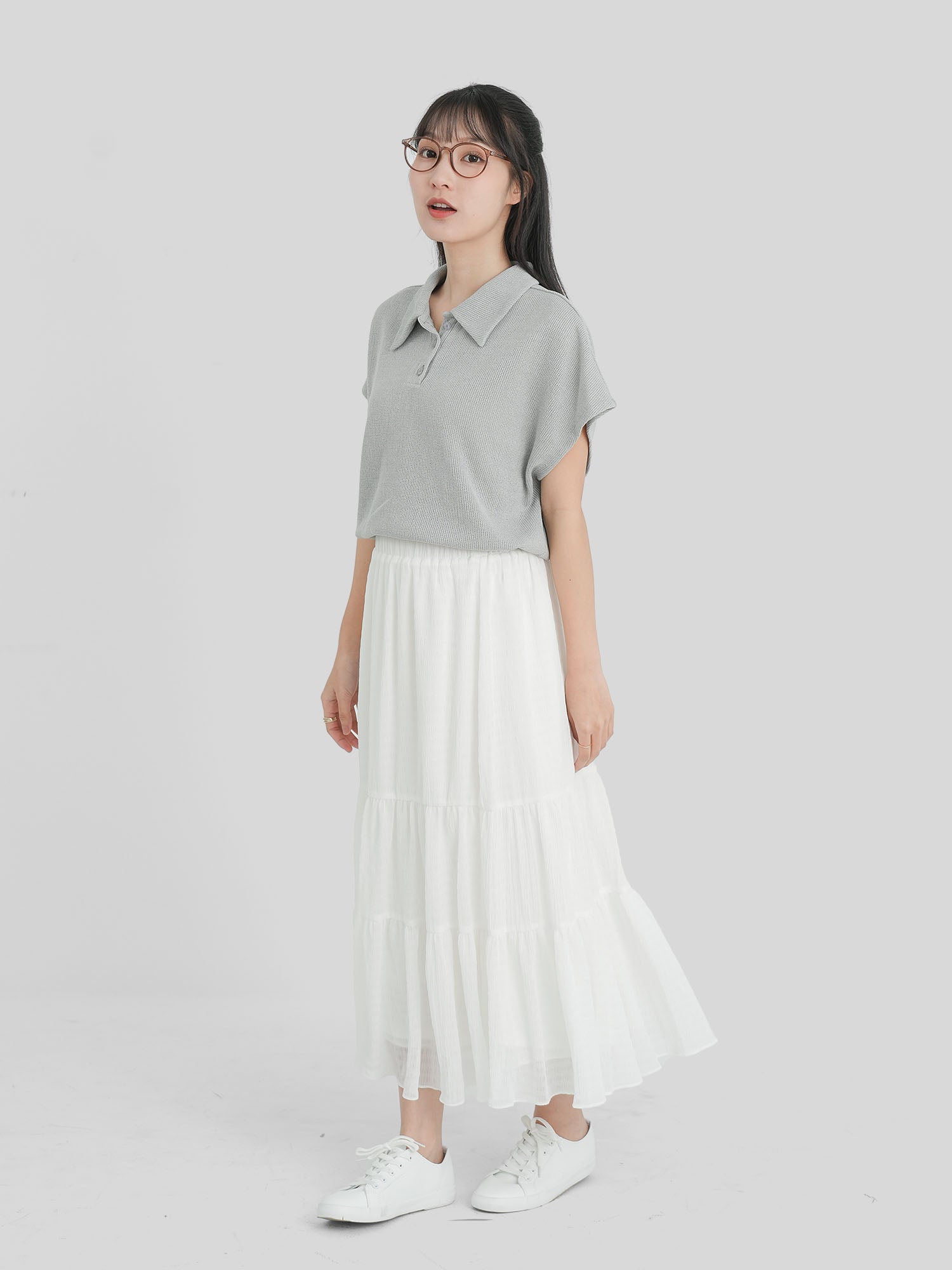 Flair Collared Knit Top