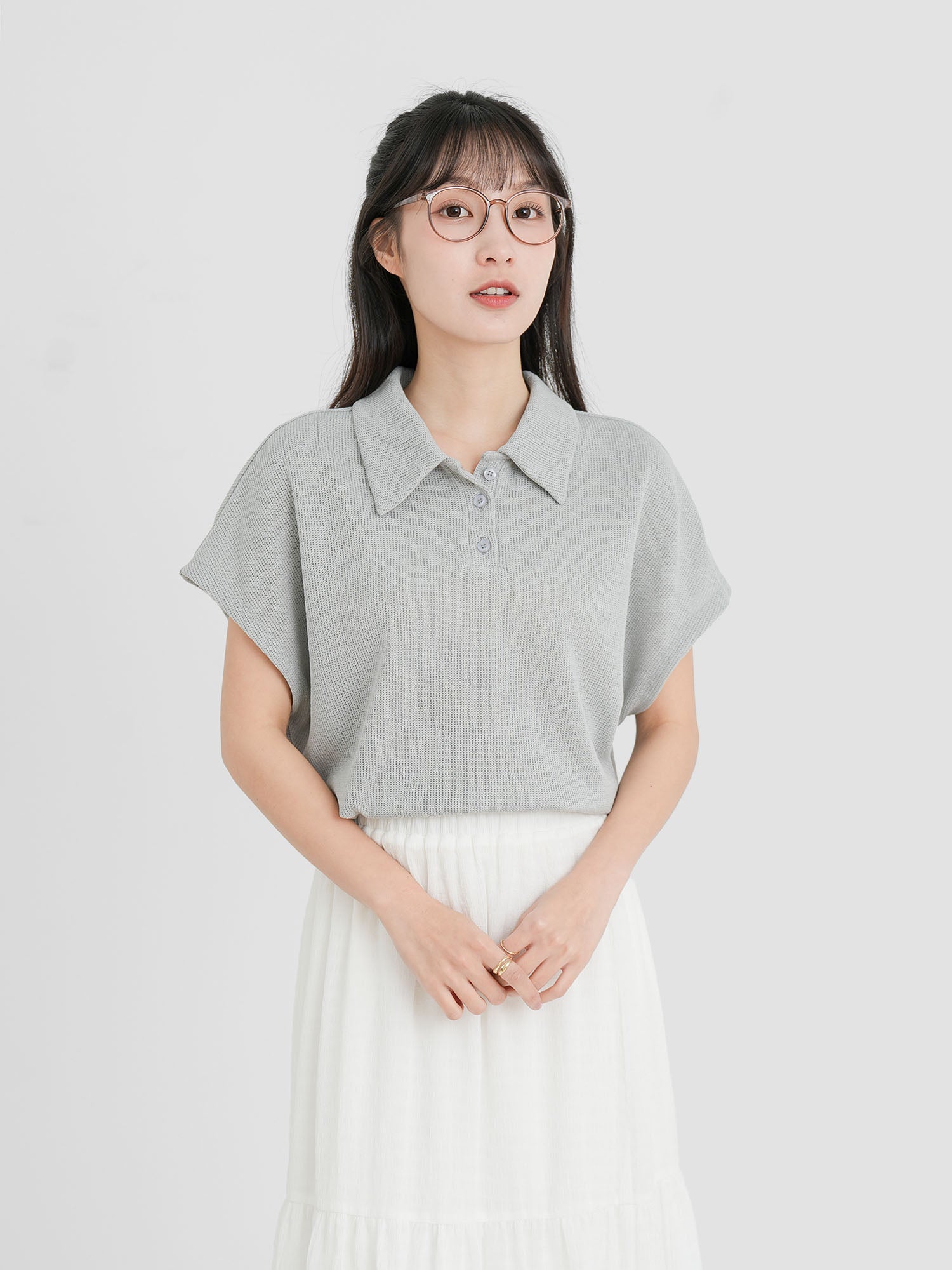 Flair Collared Knit Top