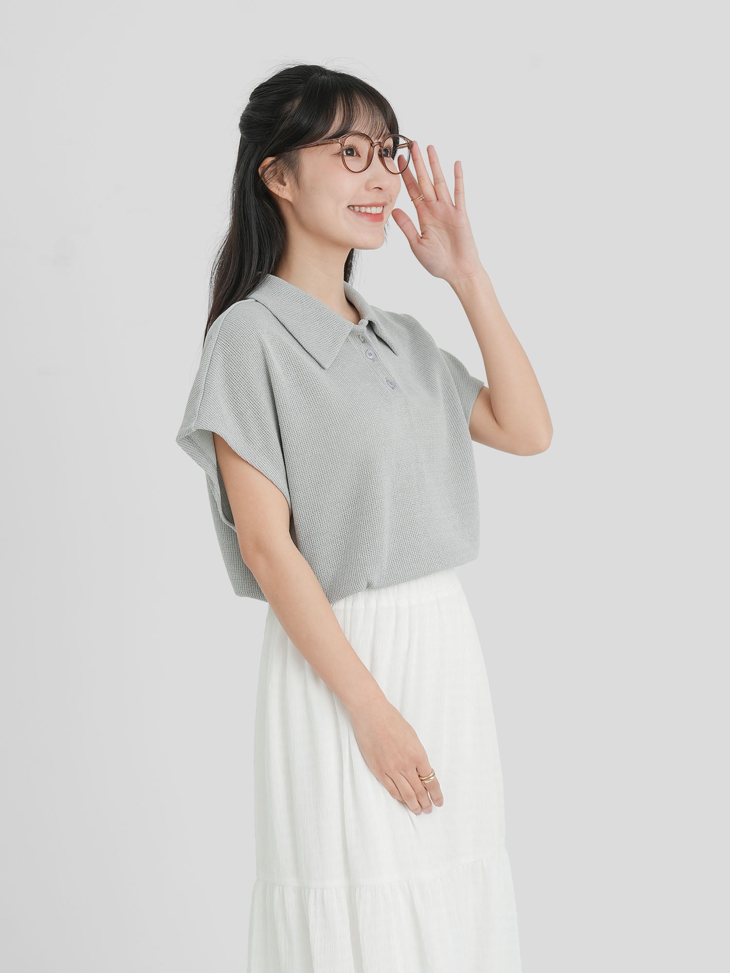 Flair Collared Knit Top