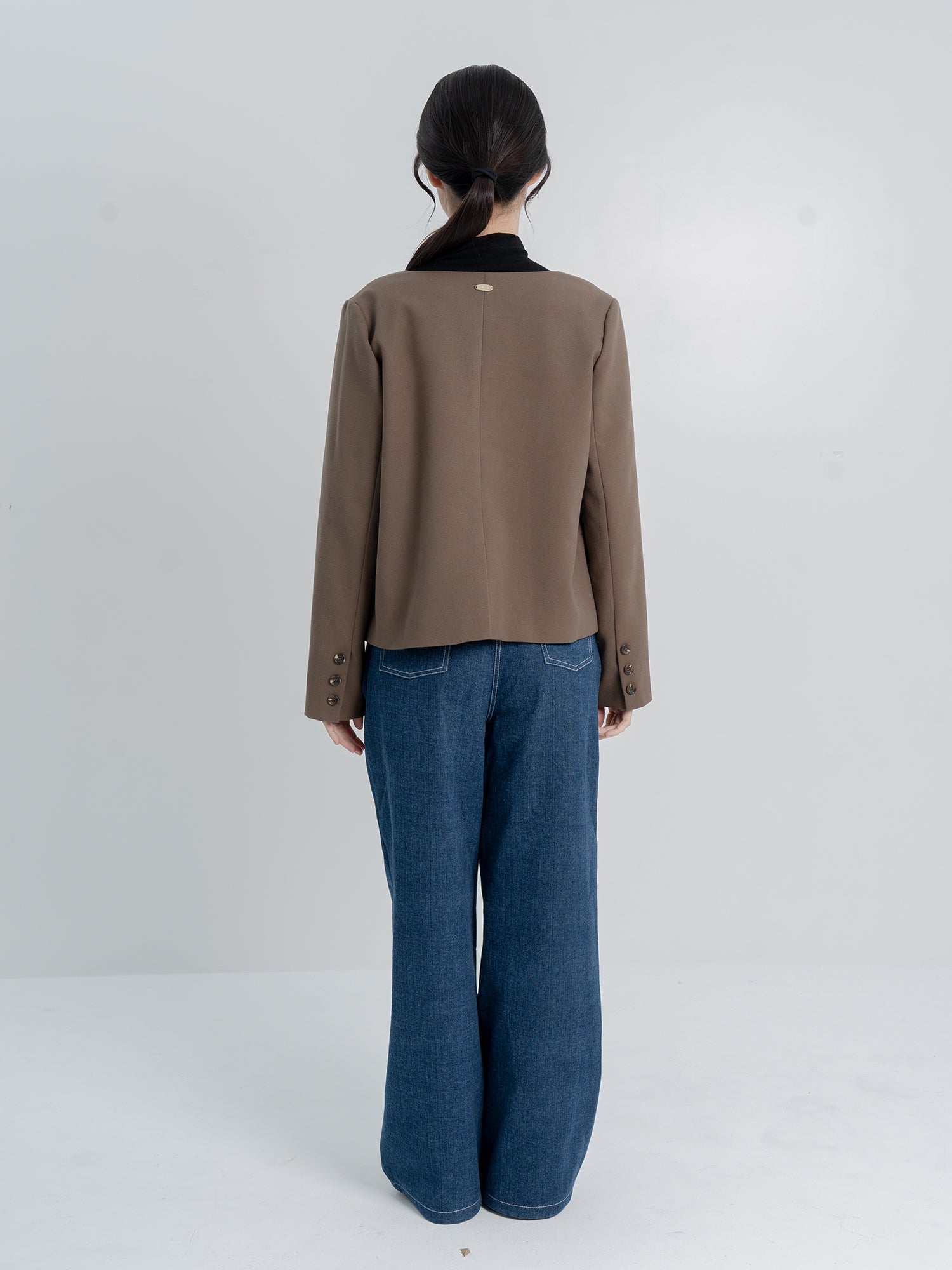 Collarless Wool Like Blazer*
