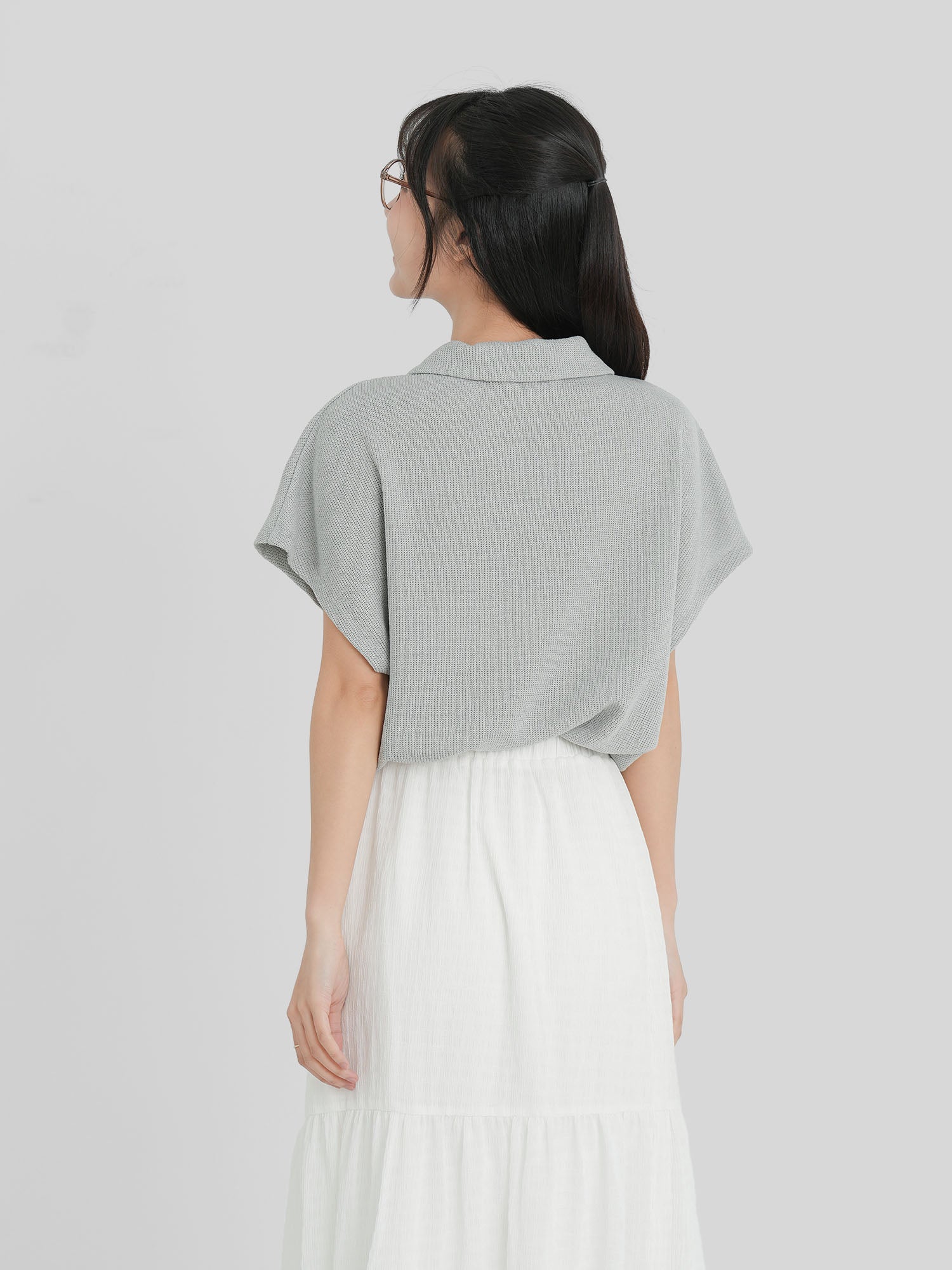 Flair Collared Knit Top