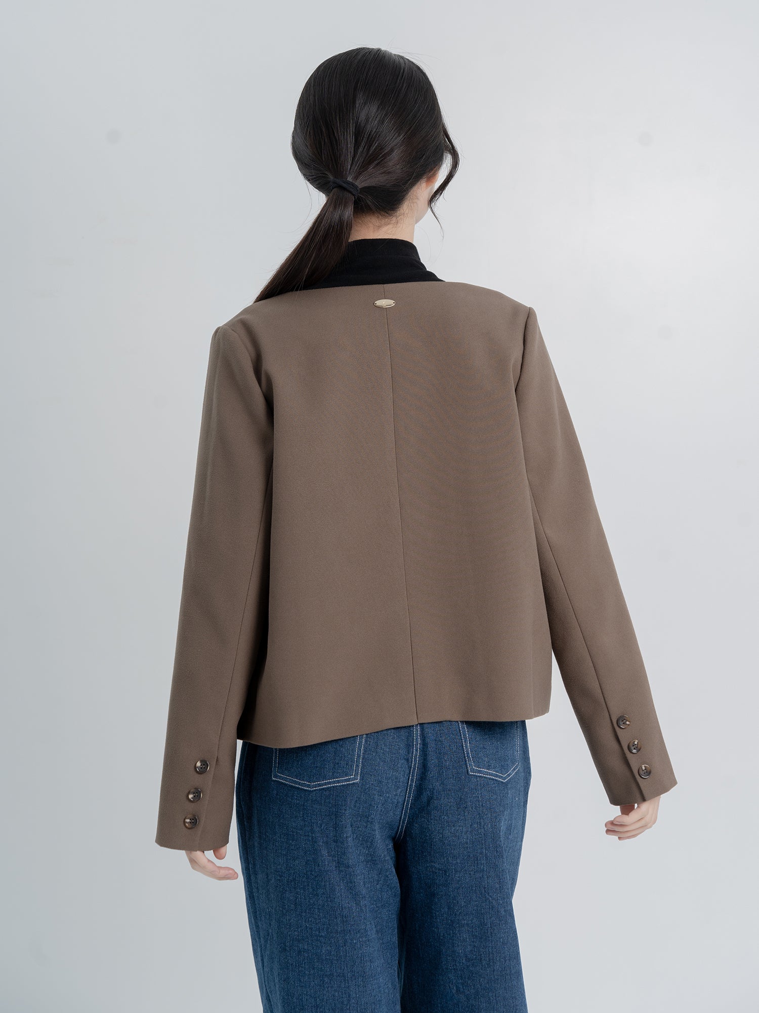 Collarless Wool Like Blazer*