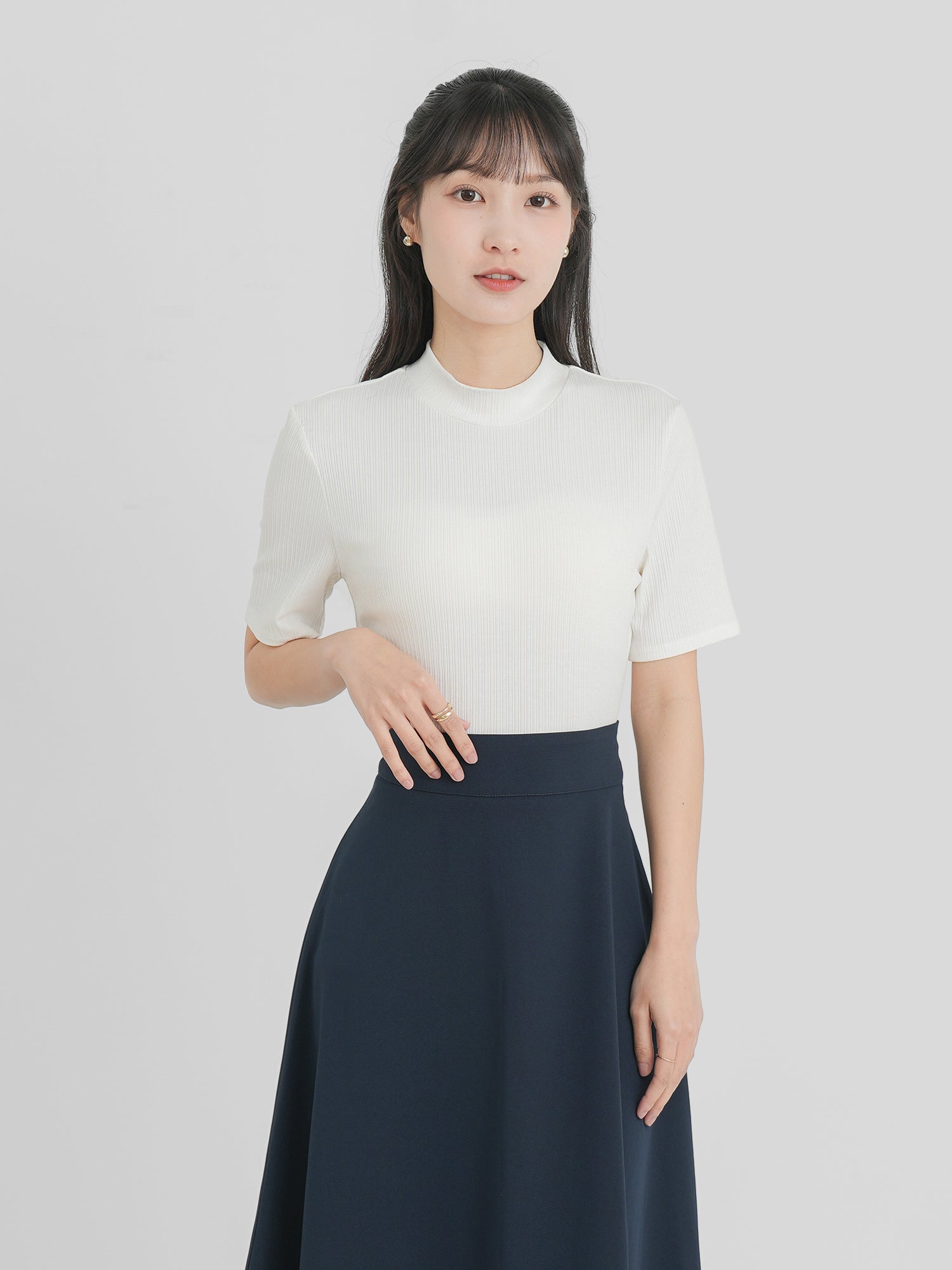 High Neck Short Sleeve Top