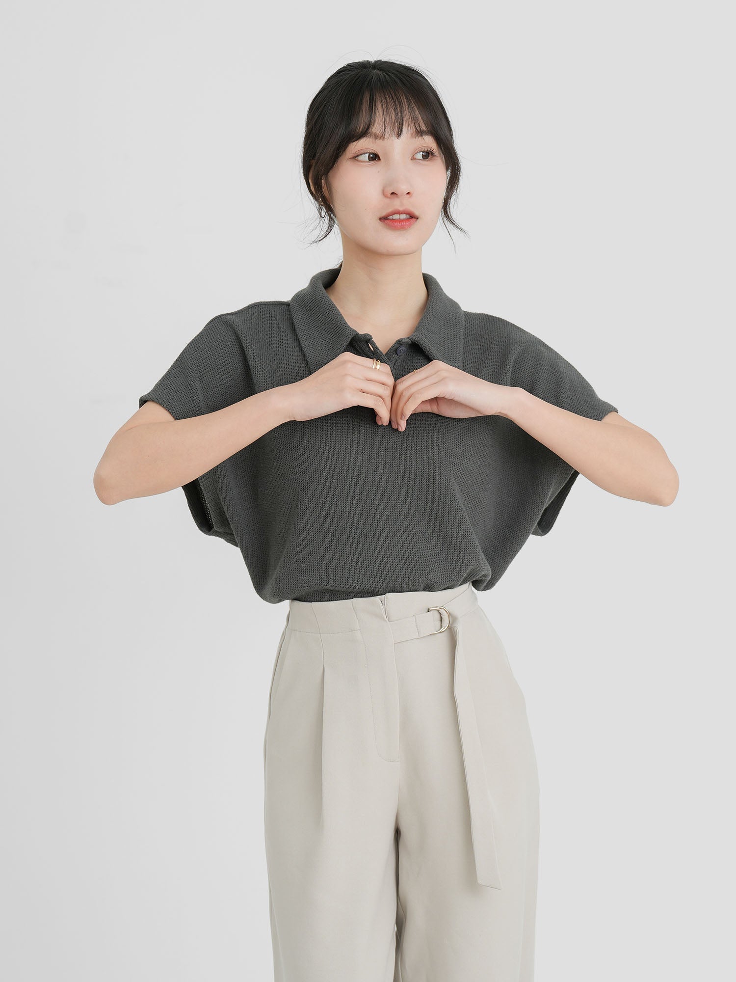 Flair Collared Knit Top