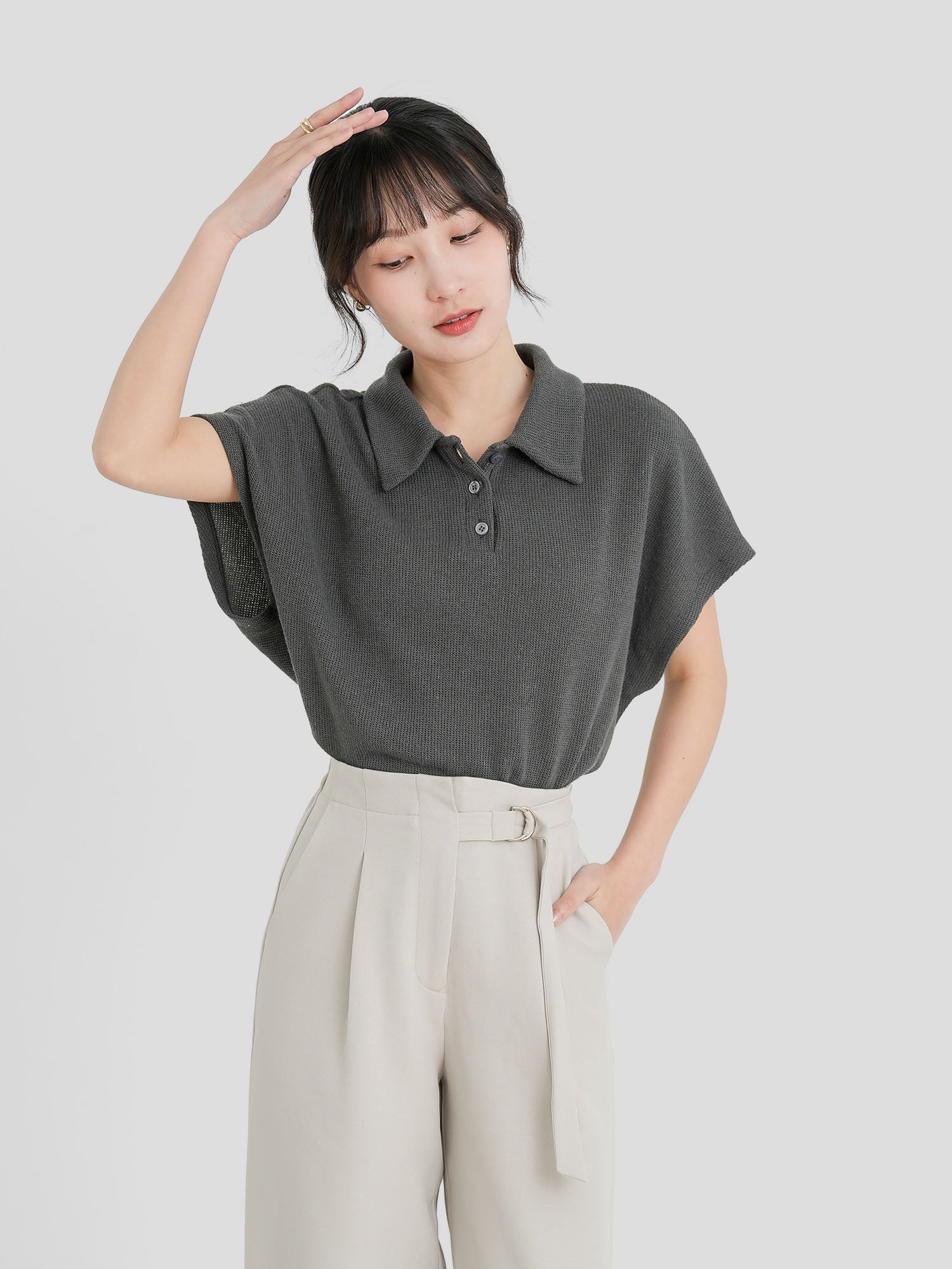 Flair Collared Knit Top