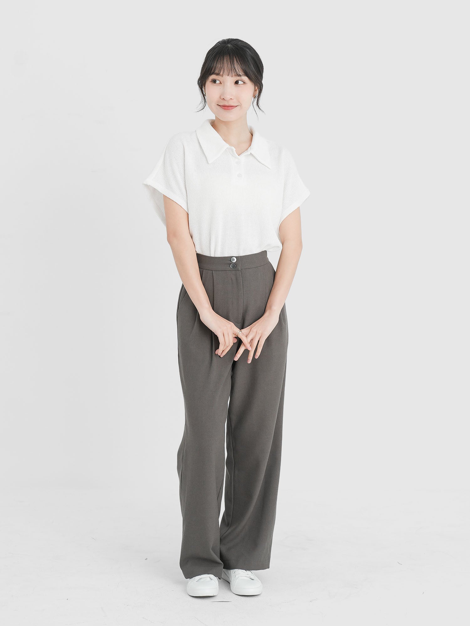 Dual Buttoned Pleat Pants (4 Colours)