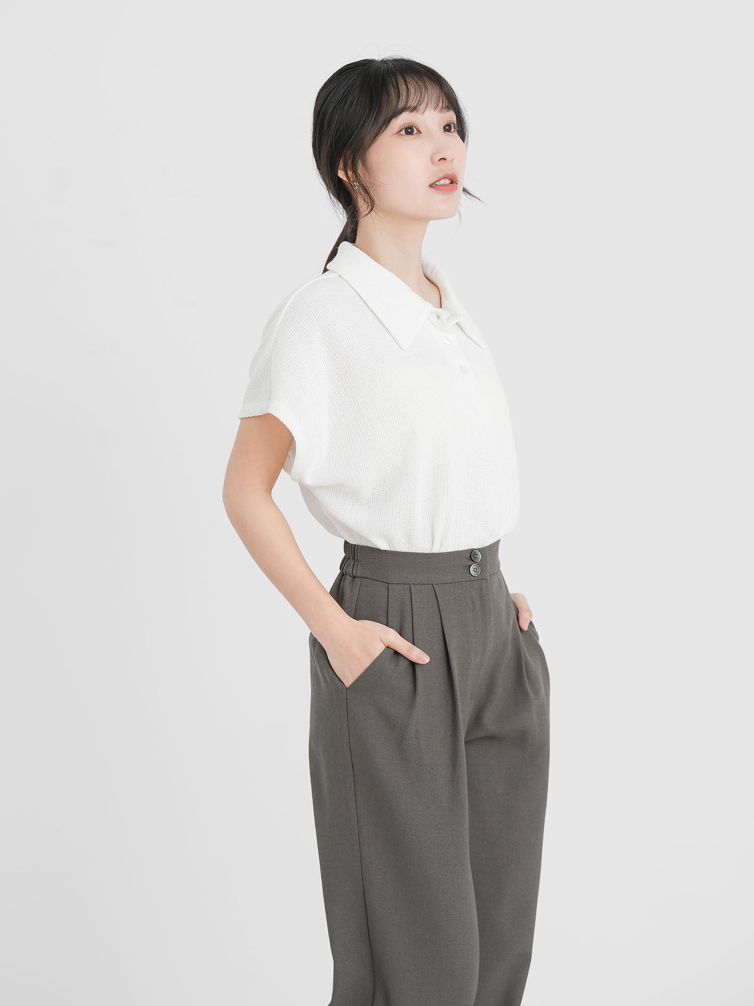 Dual Buttoned Pleat Pants (4 Colours)