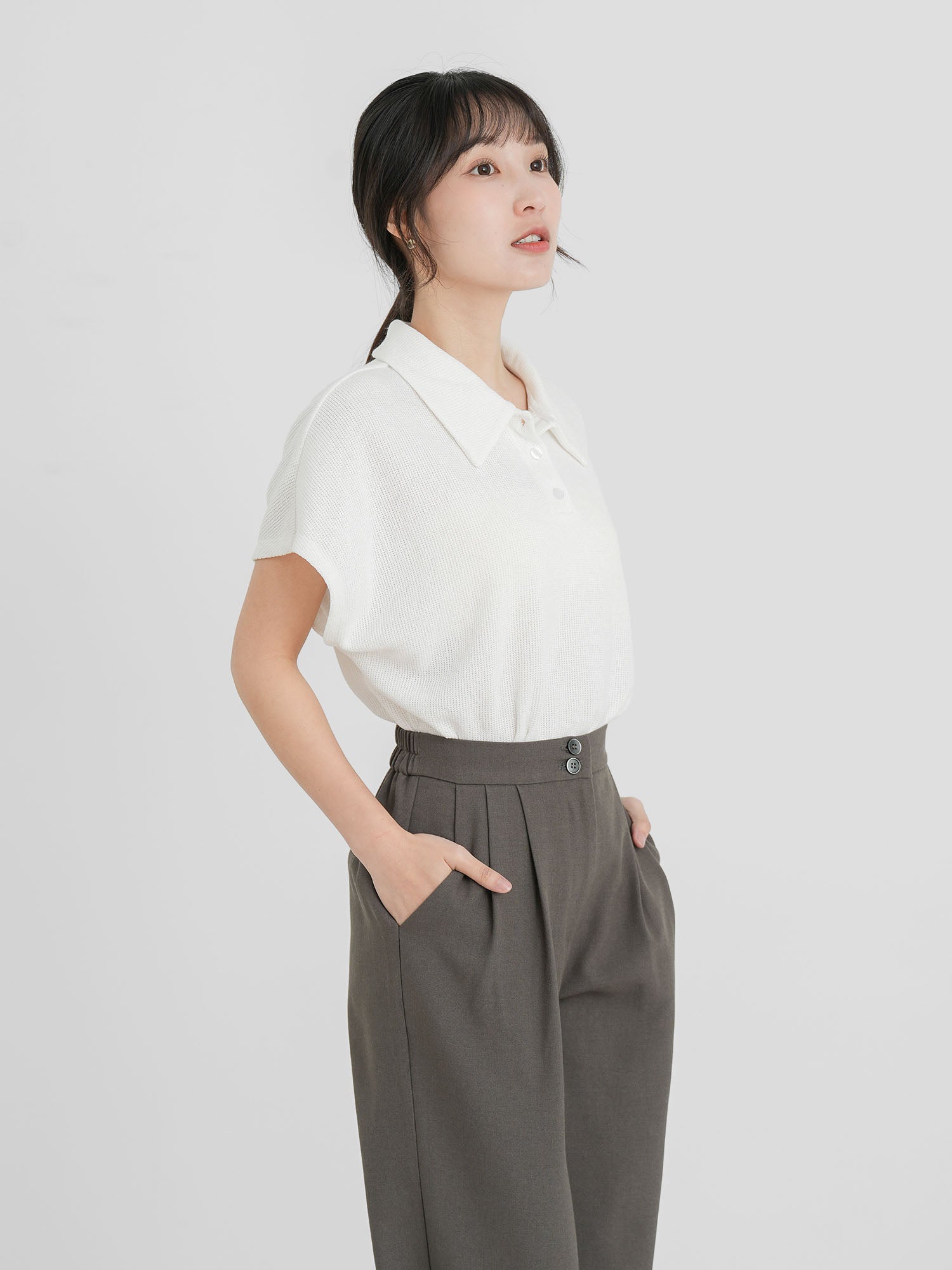Flair Collared Knit Top