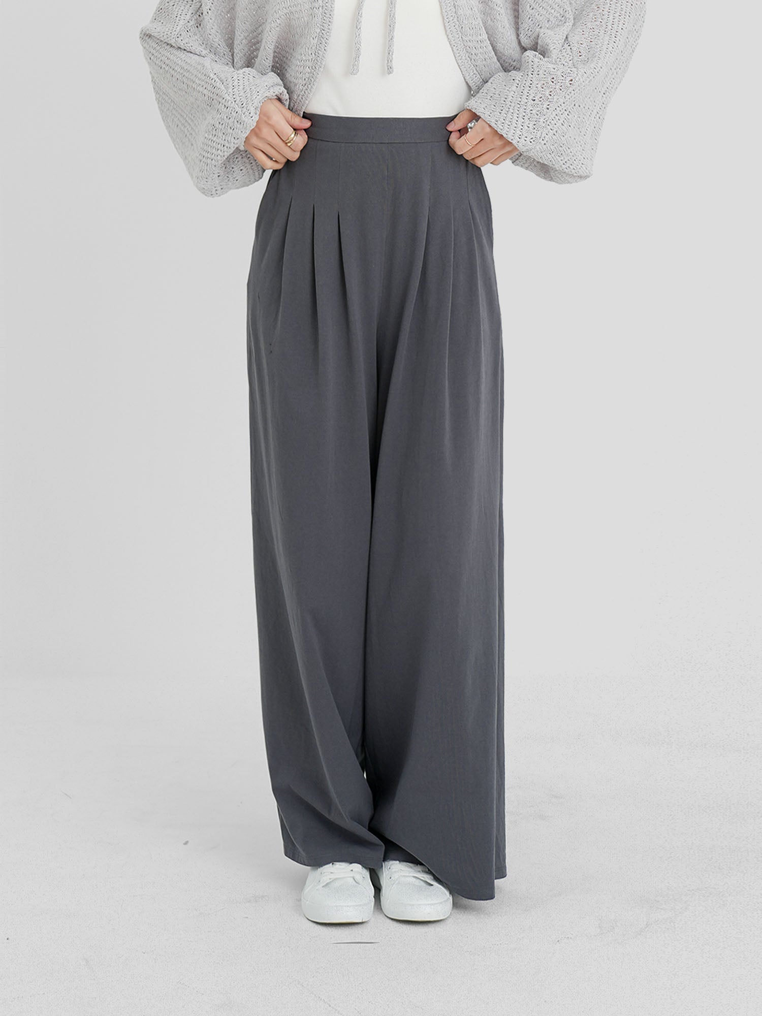 Cotton Pleated Wide Leg Pants (3 Colours)