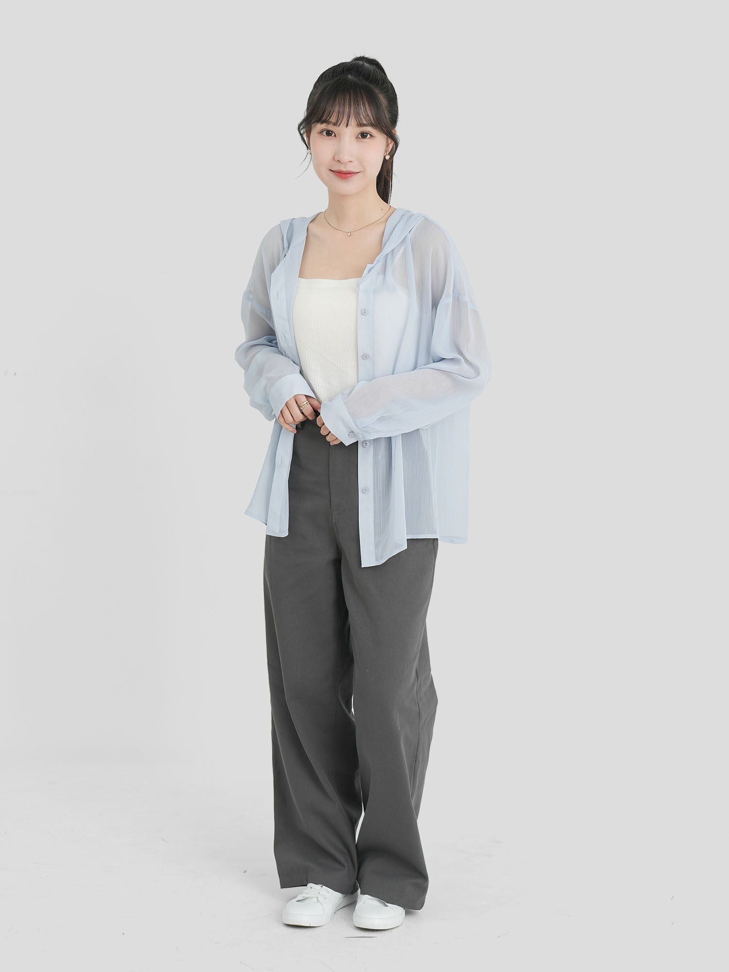 Sheer Hooded Button up Top (4 Colours)