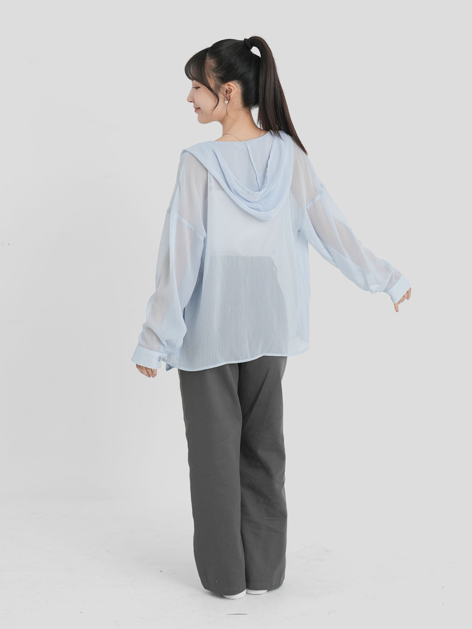 Sheer Hooded Button up Top (4 Colours)