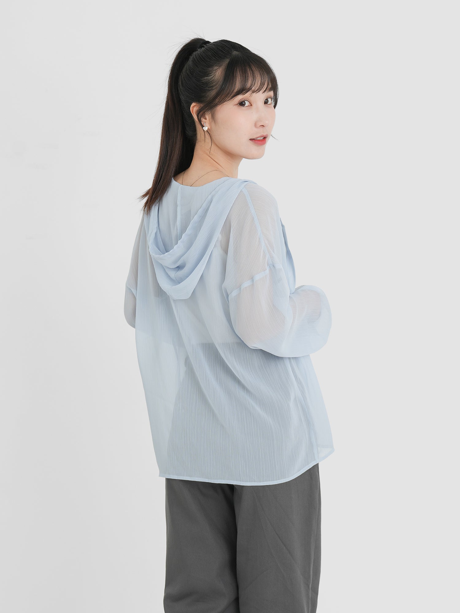 Sheer Hooded Button up Top (4 Colours)