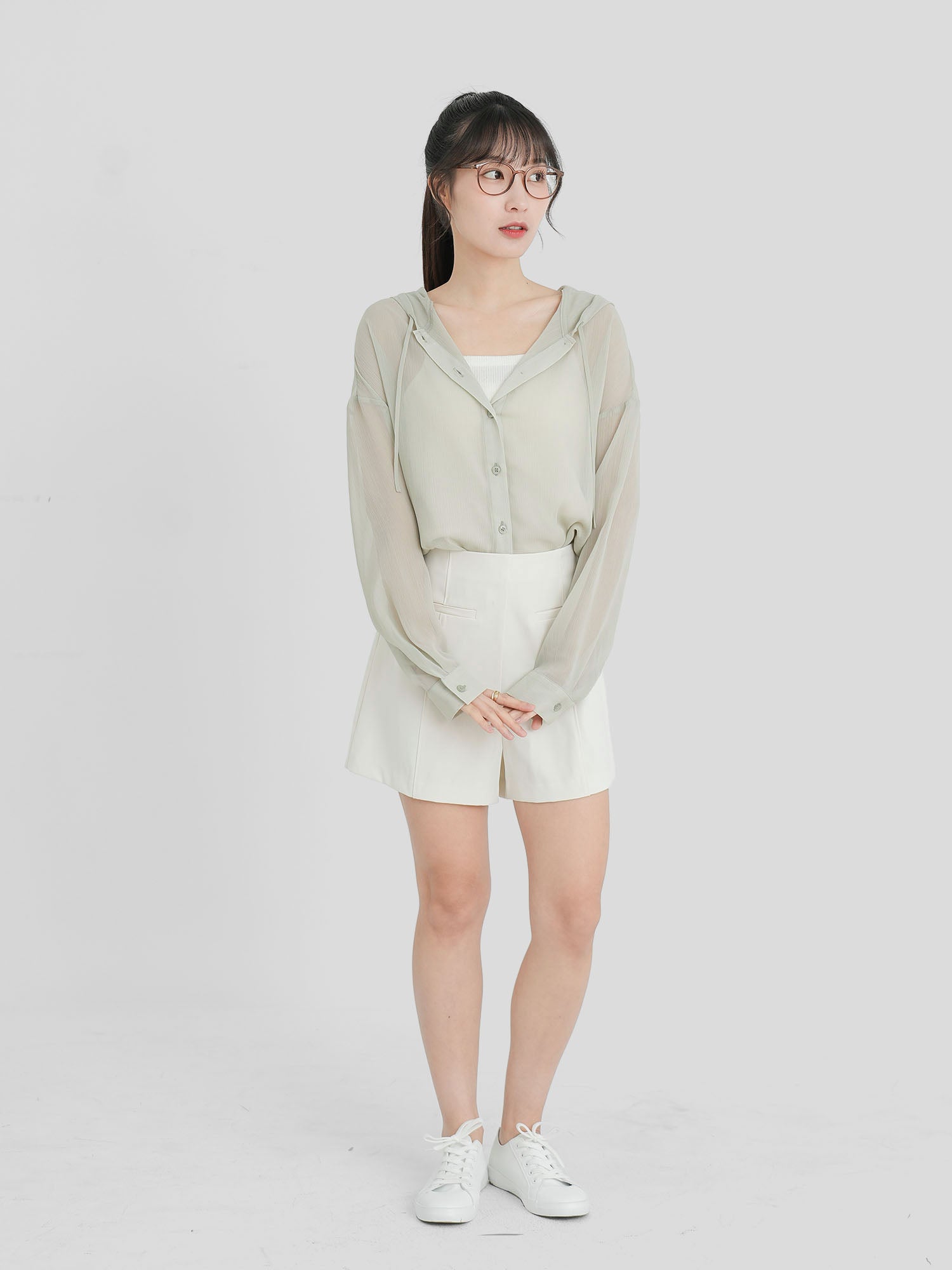 Sheer Hooded Button up Top (4 Colours)