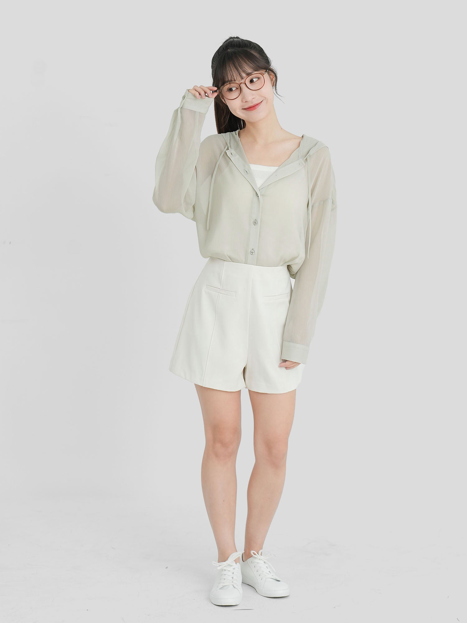 Sheer Hooded Button up Top (4 Colours)