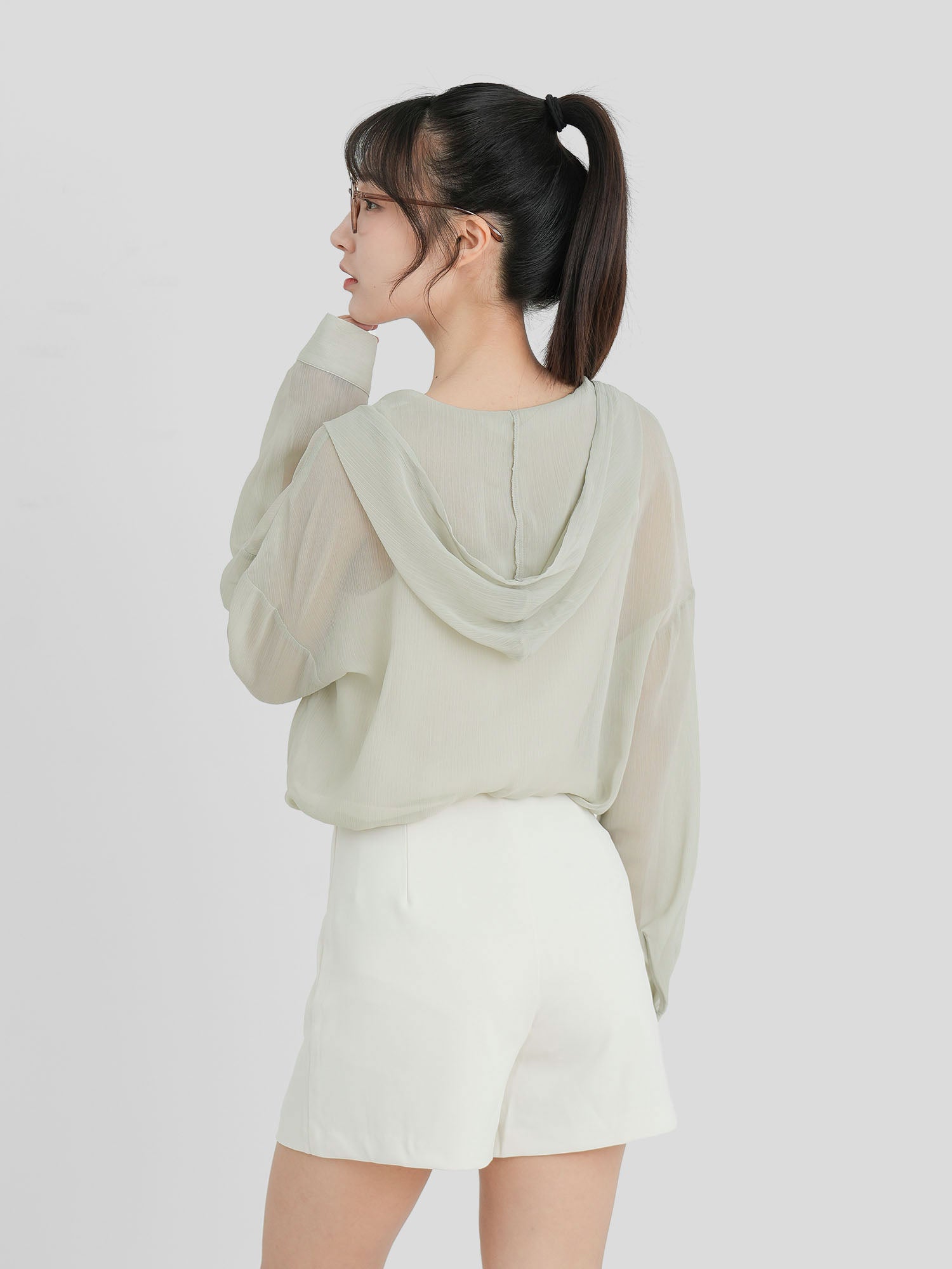 Sheer Hooded Button up Top (4 Colours)