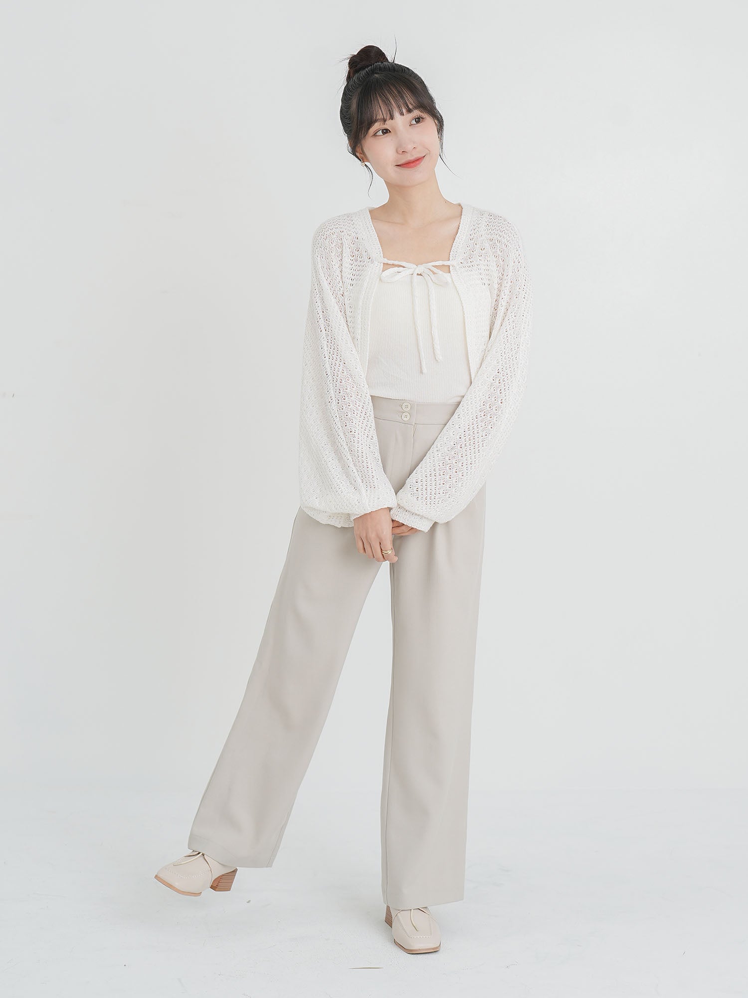 Ysabel Tie Front Crochet Outer (3 Colours)