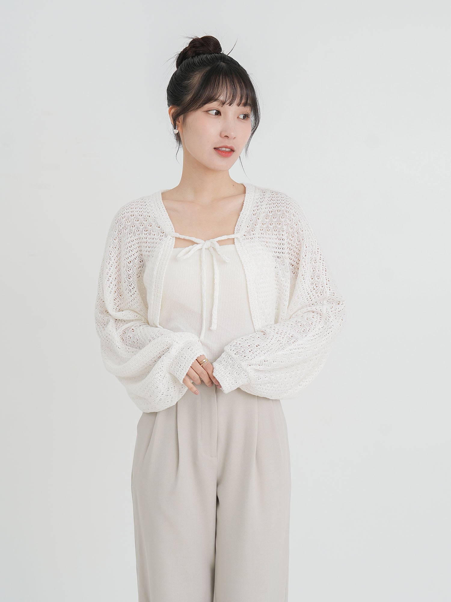 Ysabel Tie Front Crochet Outer (3 Colours)