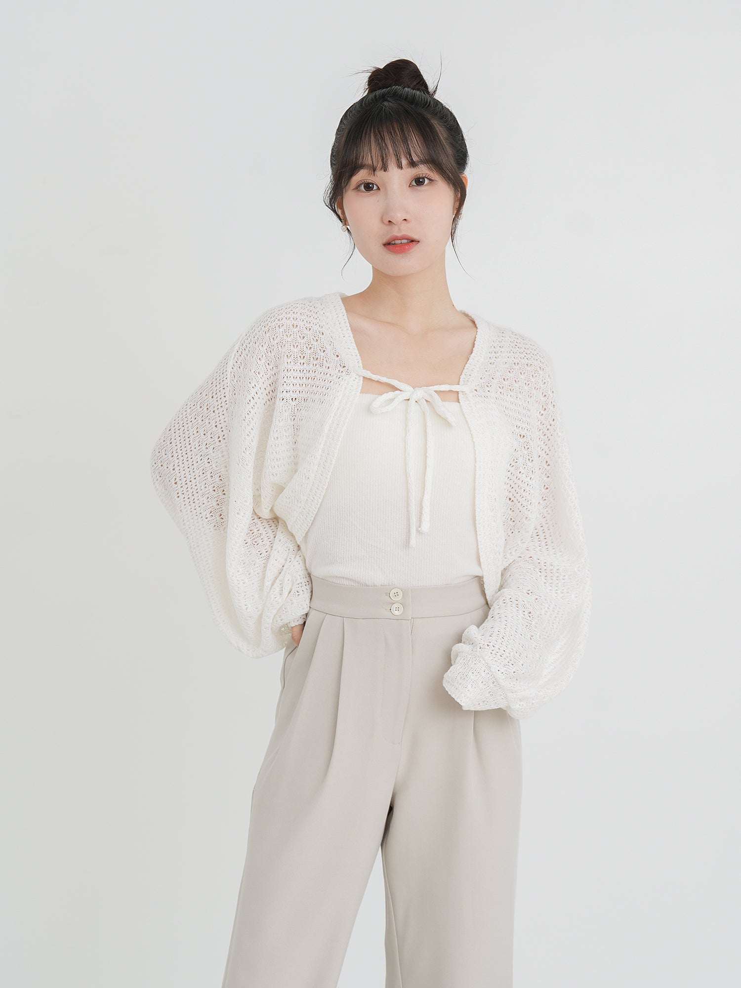 Ysabel Tie Front Crochet Outer (3 Colours)