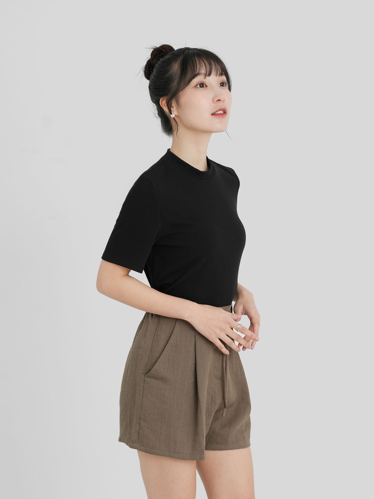 High Neck Short Sleeve Top