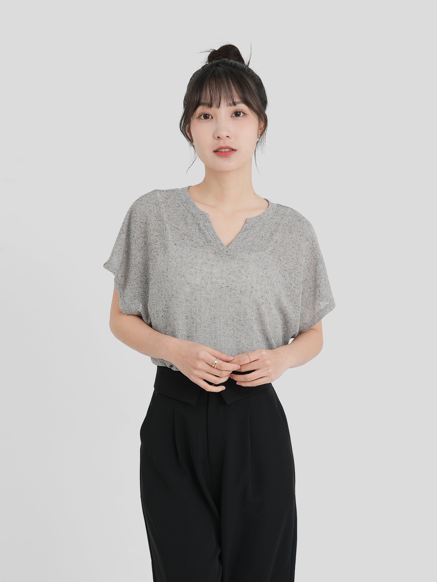 Semi Sheer V-Neck Top