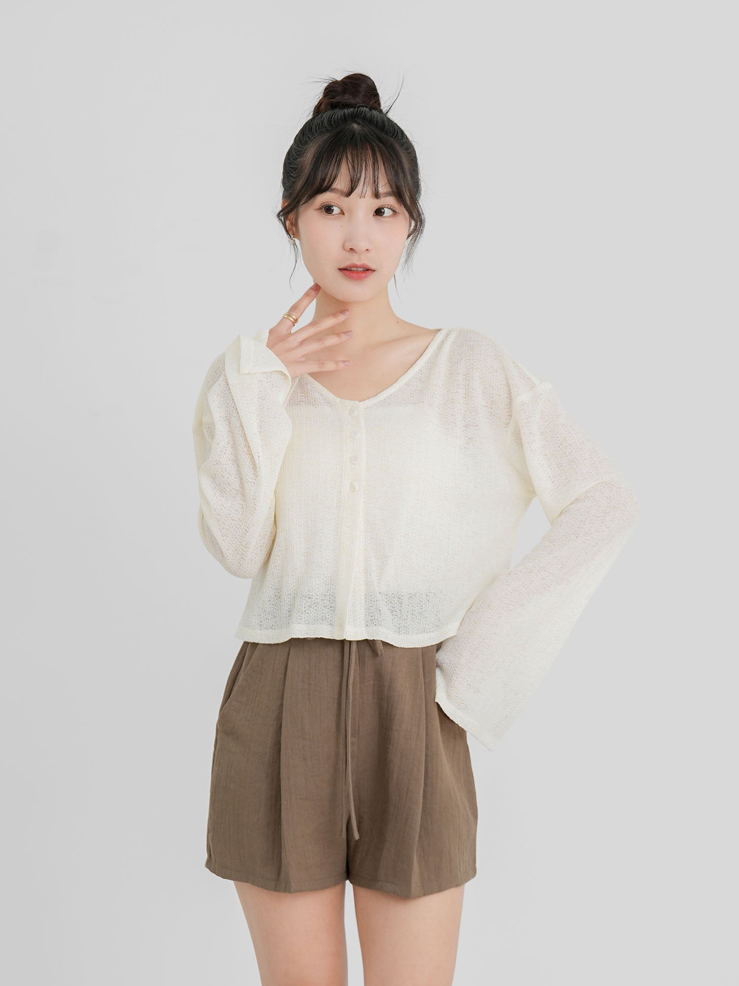 Semi Sheer Buttoned Top (3 Colours)